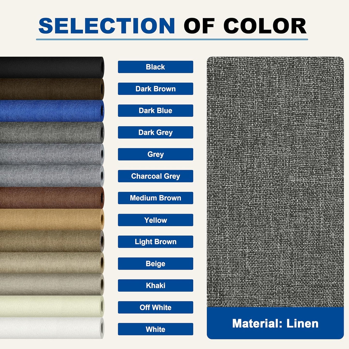 KING MOUNTAIN Linen Repair Patches, Self-Adhesive Linen Fabric Patches, 4 X 63 inch Extra Size, Multi Color, Can be Used for Linen Sofa Repair and Linen Clothes Repair (Dark Grey2.0)