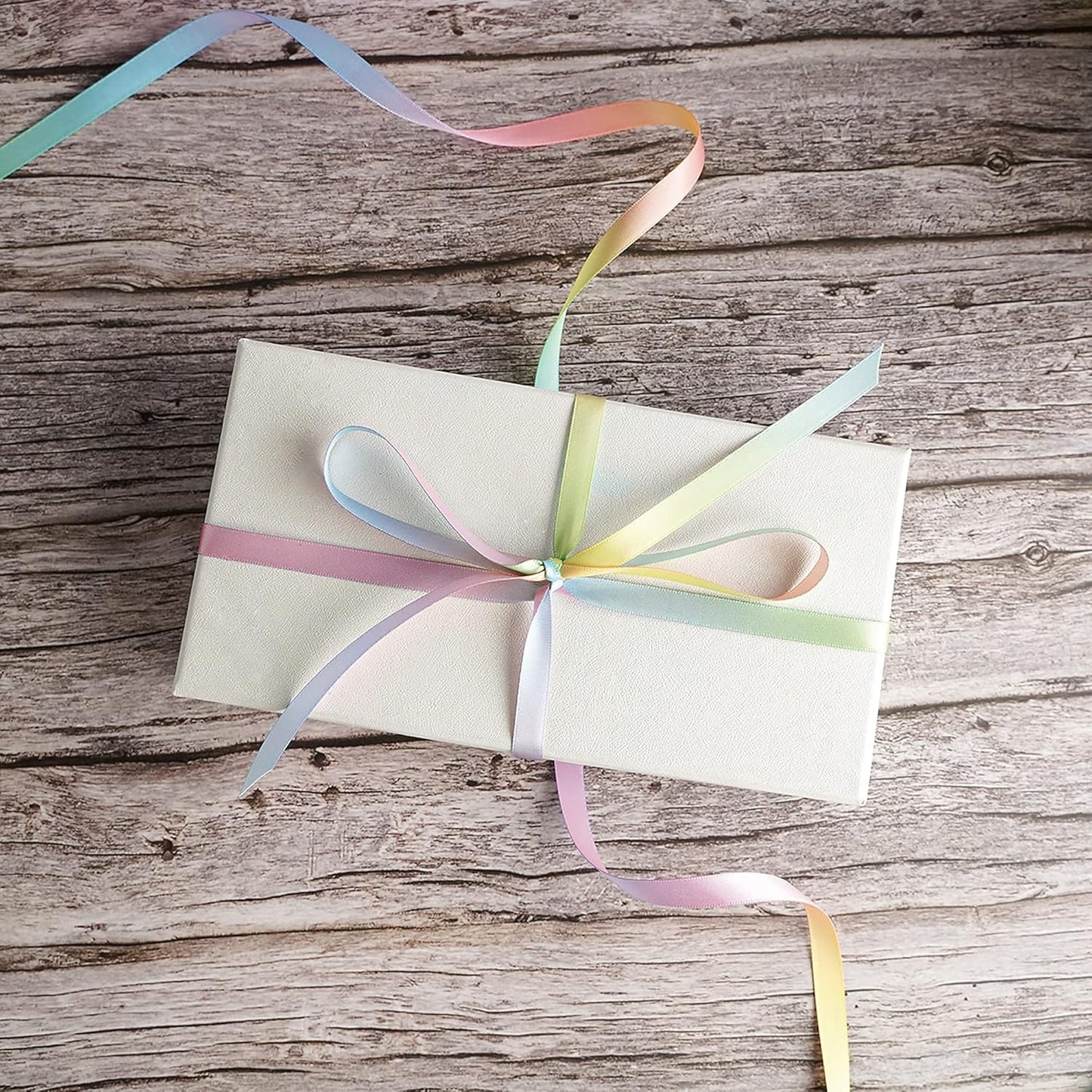 MEEDEE Pastel Rainbow Satin Ribbon - 3/8 inch Craft Gift Wrapping Wedding Pride Party Birthday Party Decoration Hair Bow - 50 Yards