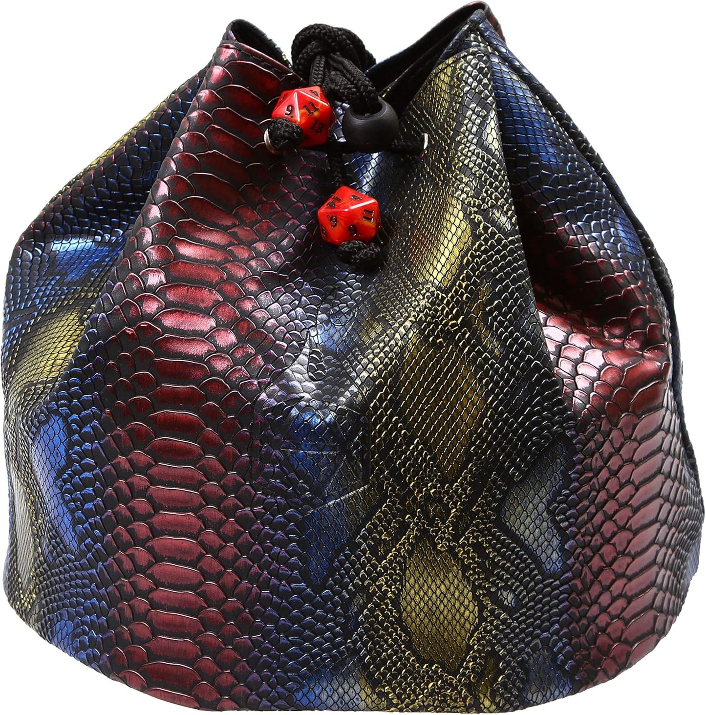Forged Dice Co. Pouch of The Endless Hoard Dice Bag - Holds Over 1,000 Polyhedral Dice - Dice Storage Bag with 7 Pockets - Perfect for Bulk Dice - Rainbow Dragon Skin