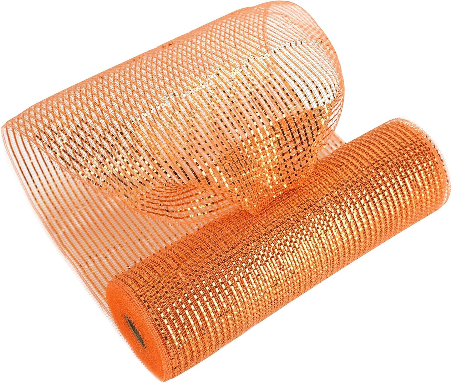 MEEDEE Orange Deco Mesh 10 Inch Deluxe Wide Foil Fall Deco Mesh Metallic Mesh Fabric Halloween Mesh Ribbon for Wreaths, Garland, Christmas Tree, Gift Wrapping, Bows Making (30 Feet)