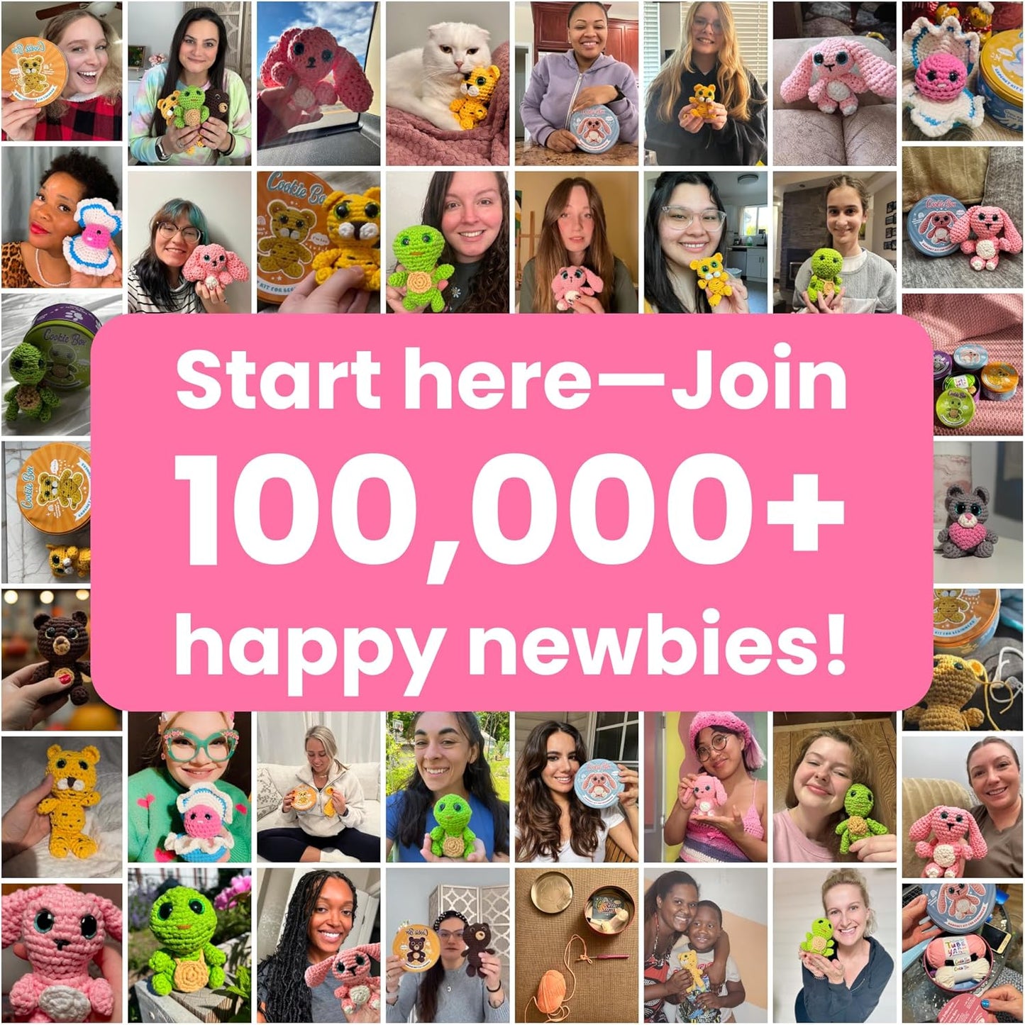 Cookie Box Crochet Kit for Beginners – Gift Set to Make Bear Ted Amigurumi Plushie – Easy DIY Crochet & Knitting Starter Kit with Video and PDF Tutorials