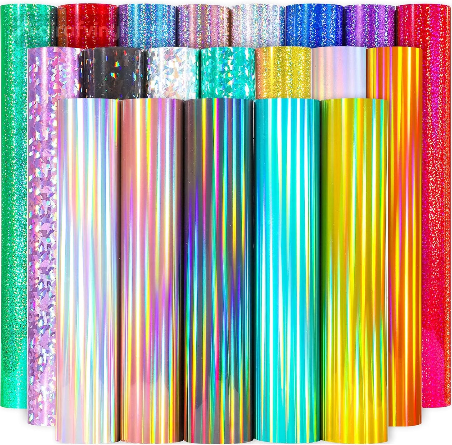 GIRAFVINYL Assorted Holographic Vinyl Sheets, Holographic Glitter Permanent Vinyl Bundle for DIY Decorations,12” x 12”20 Sheets