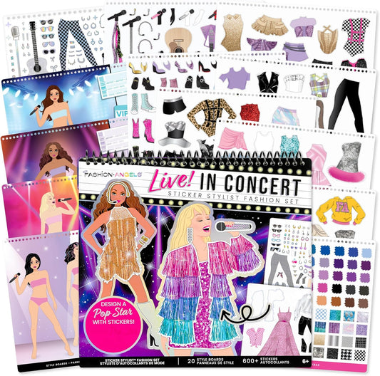 Fashion Angels Live! in Concert Sticker Stylist Fashion Set, Includes Concert Venue Style Boards, Popstar Silhouettes & 600+ Stickers, Ideal Gift for Kids & Teens