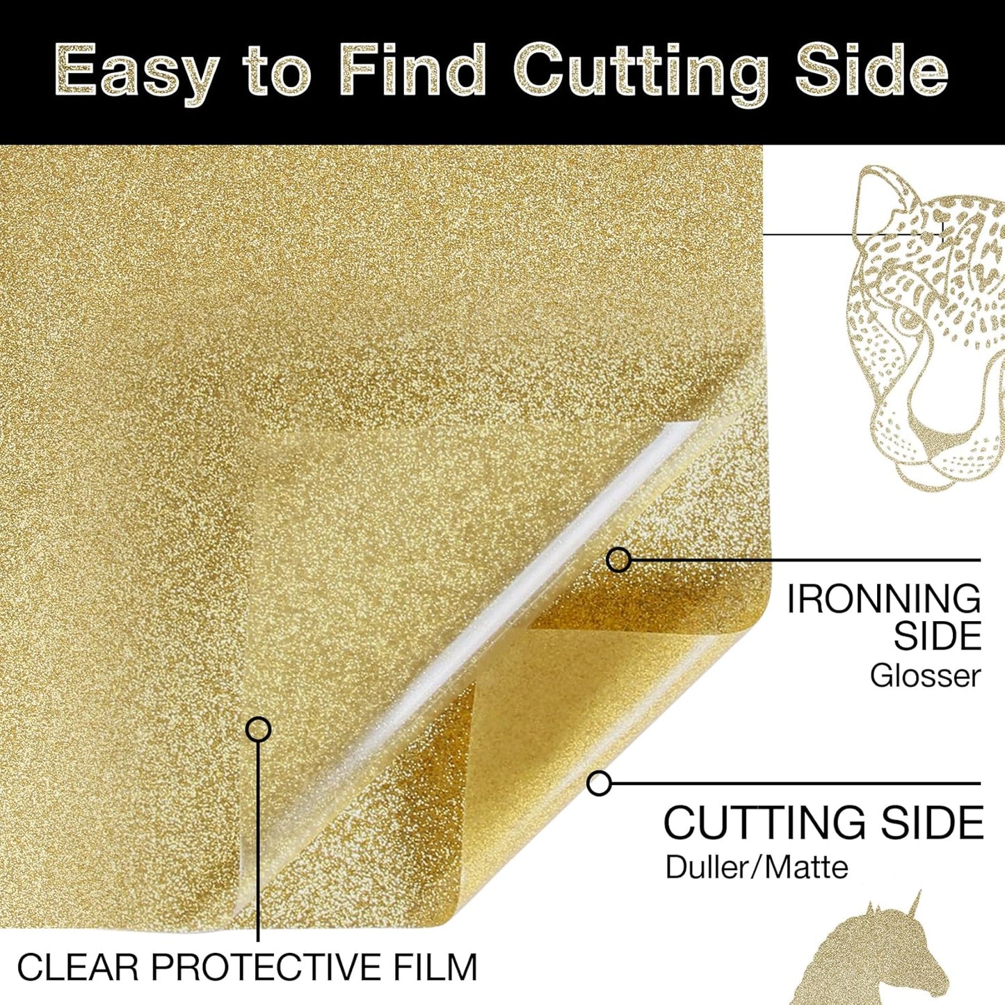 TORC Champagne Glitter HTV Heat Transfer Vinyl 2 Rolls Iron on Vinyl for T Shirts Crafts 12 inch x 5 ft