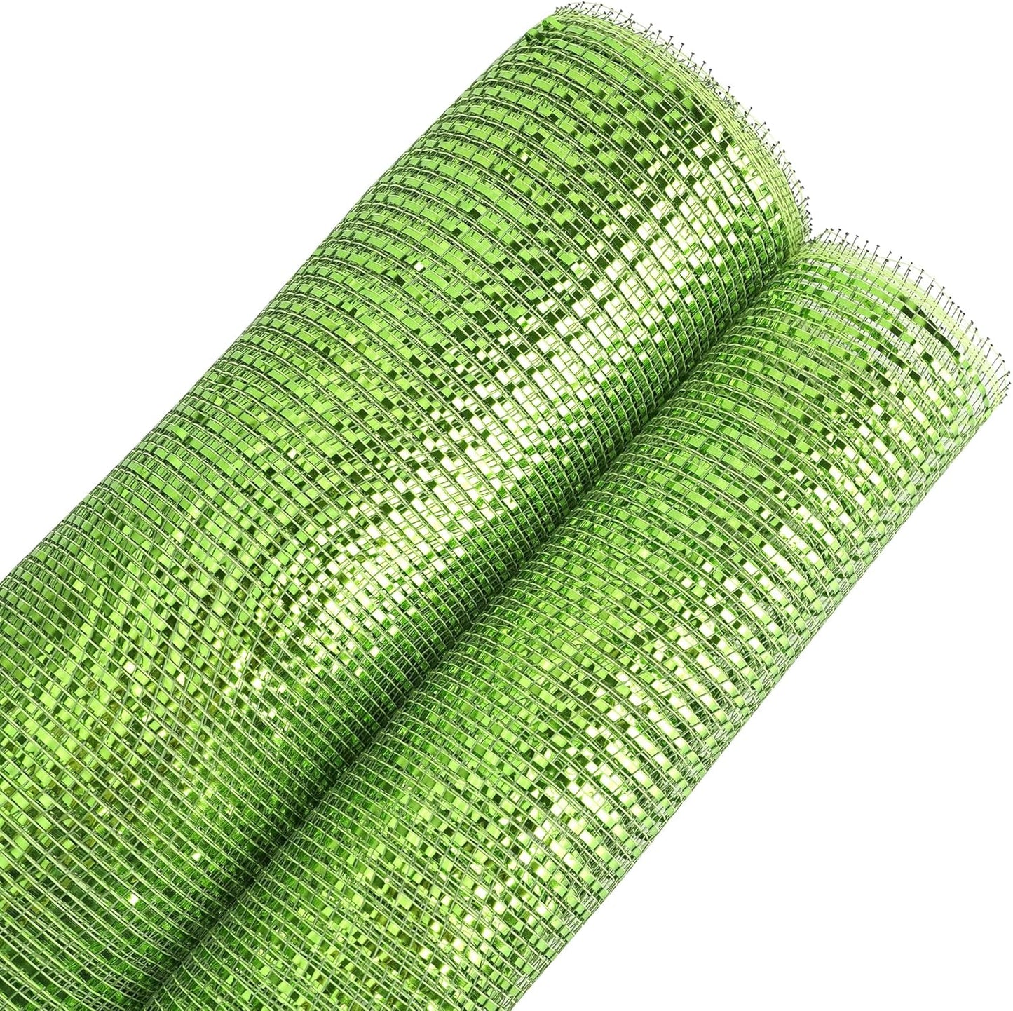 MEEDEE Moss Green Deco Mesh 10 Inch Rolls Deluxe Wide Foil Metallic Mesh Fabric Moss Green Mesh Ribbon for Christmas Tree, Wreaths, Garland, Gift Wrapping, Bows Making (30 Feet)