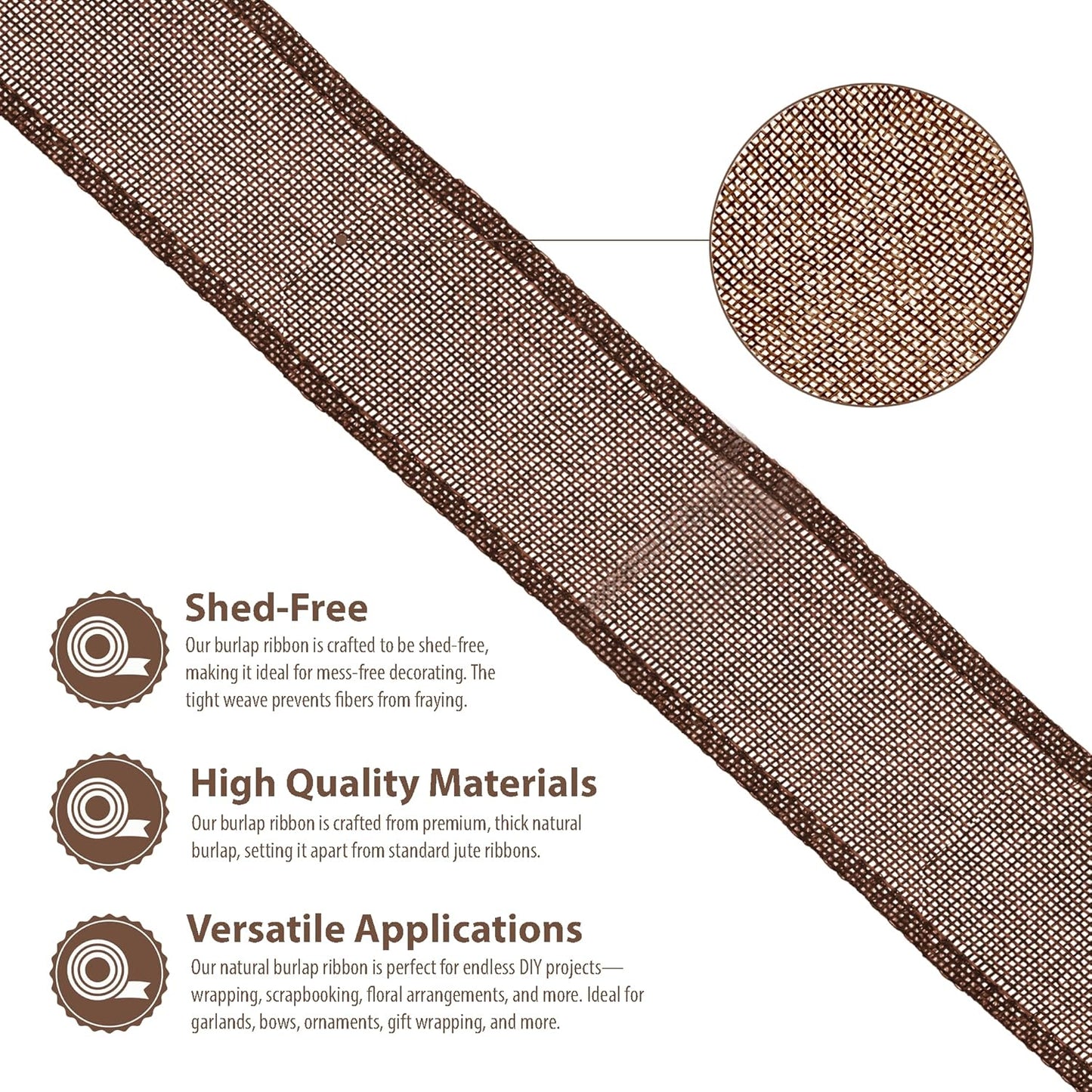 Mandala Crafts Brown Burlap Ribbon 3 Inches Wide Jute Ribbons for Crafts - 20 Yds Roll Rustic Burlap Wrap Trim Ribbons for Wreaths Bows Wedding Party Decoration