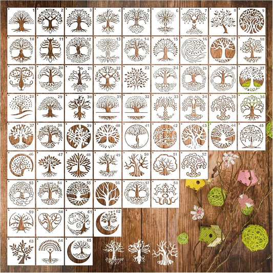 Small Stencils for Painting on Wood Reusable, 3 Inch Reusable Stencil for Craft Ornament Paint Template Stencils for Wall Card Rock Wood Signs Coasters Canvas Home Decor(Tree)