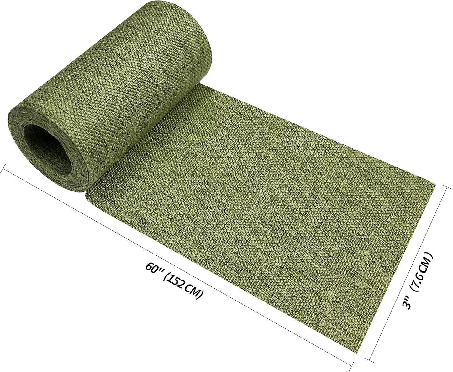 King Mountain Premium Linen Fabric Iron-on Repair Patch Kit, 3"x60" with Backing Glue, Decorative Patch for Inside & Outside Fabric Repair (Linen, Grass Green)