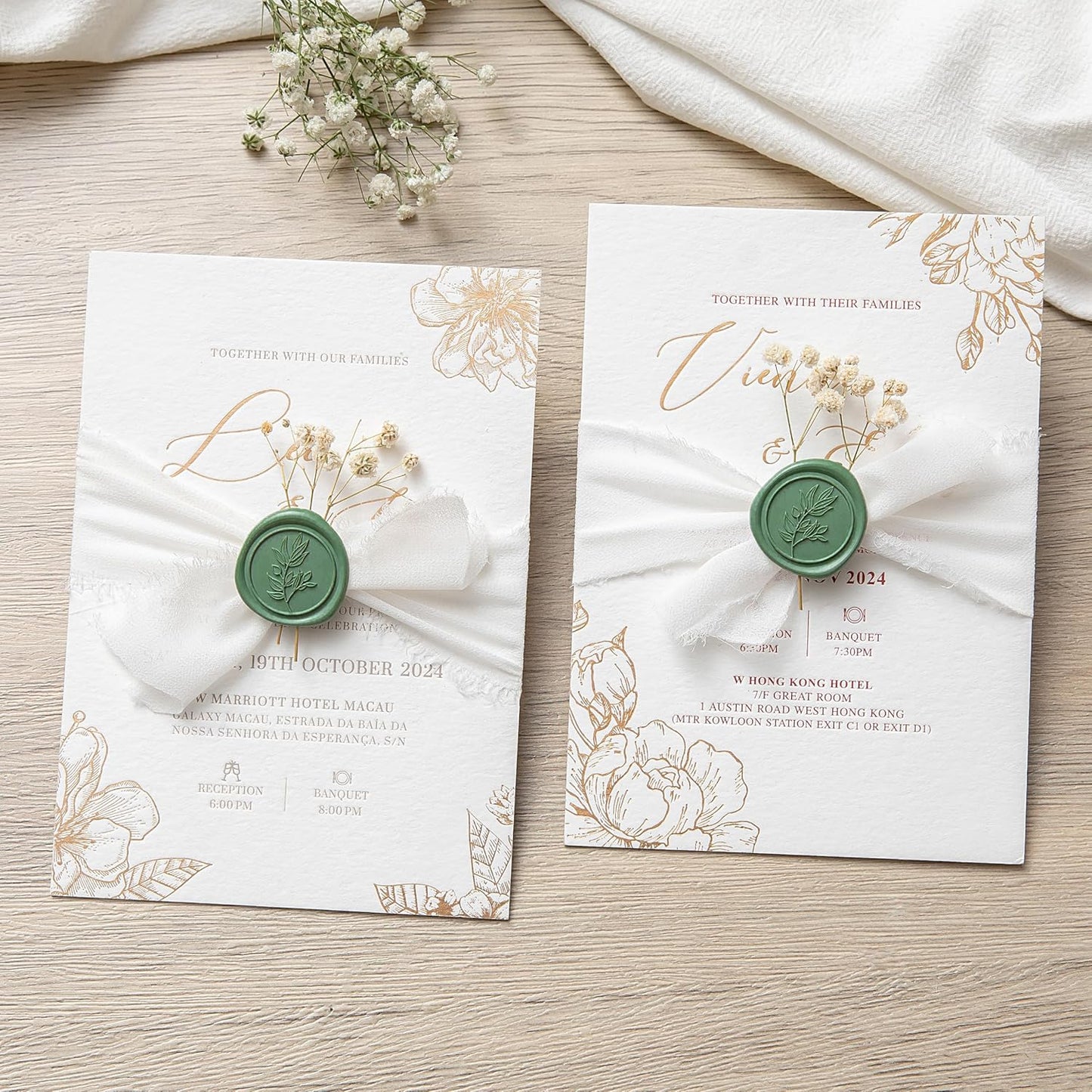 PONATIA Olive Green Wax Seal Stickers - 50 Pcs Self- Adhesive Wedding Envelopes Seal Stickers, Perfect for Invitation, Christmas Cards, Gift Wrapping, Party Menu Décor