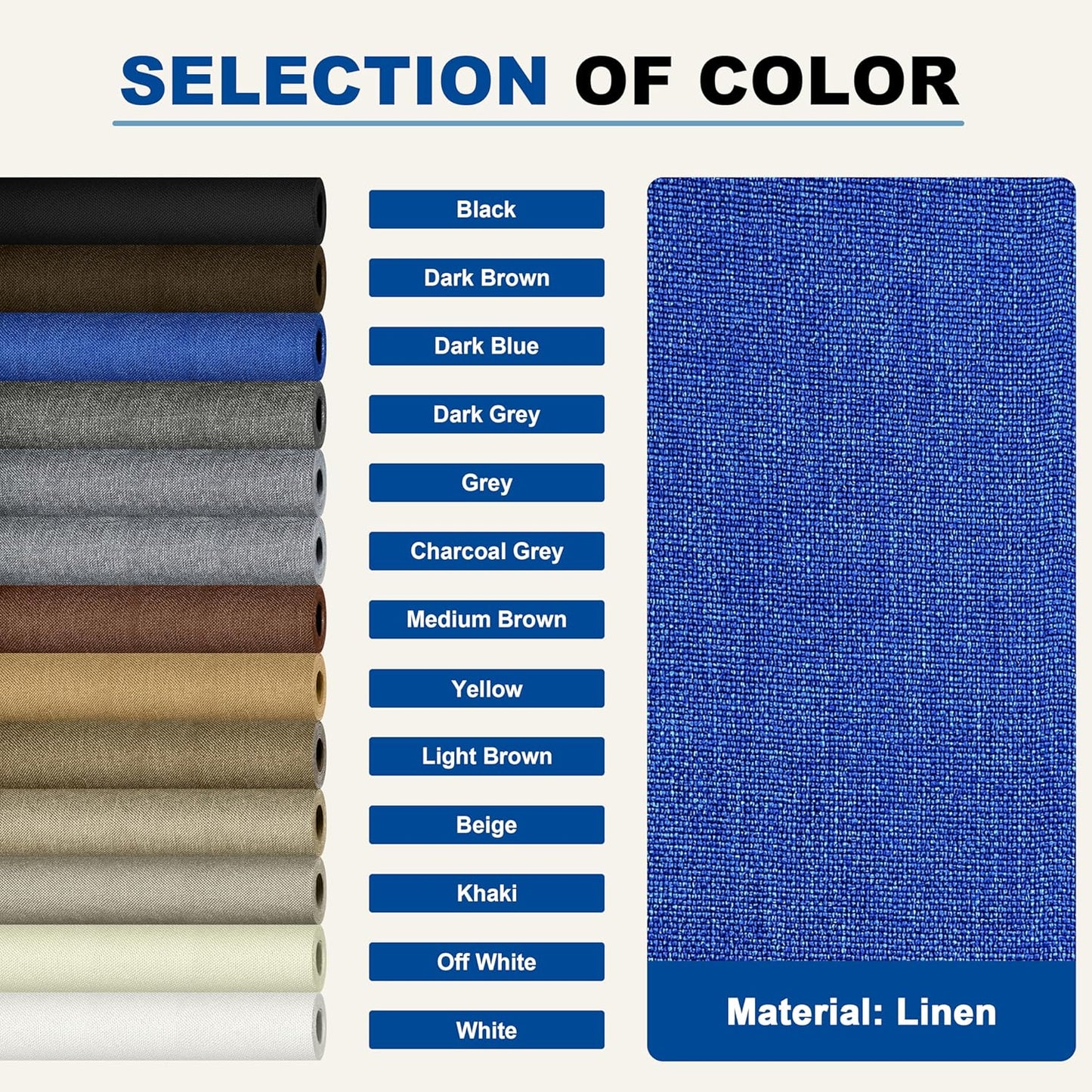 KING MOUNTAIN Linen Repair Patches, Self-Adhesive Linen Fabric Patches, 4 X 63 inch Extra Size, Multi Color, Can be Used for Linen Sofa Repair and Linen Clothes Repair (Navy Blue)