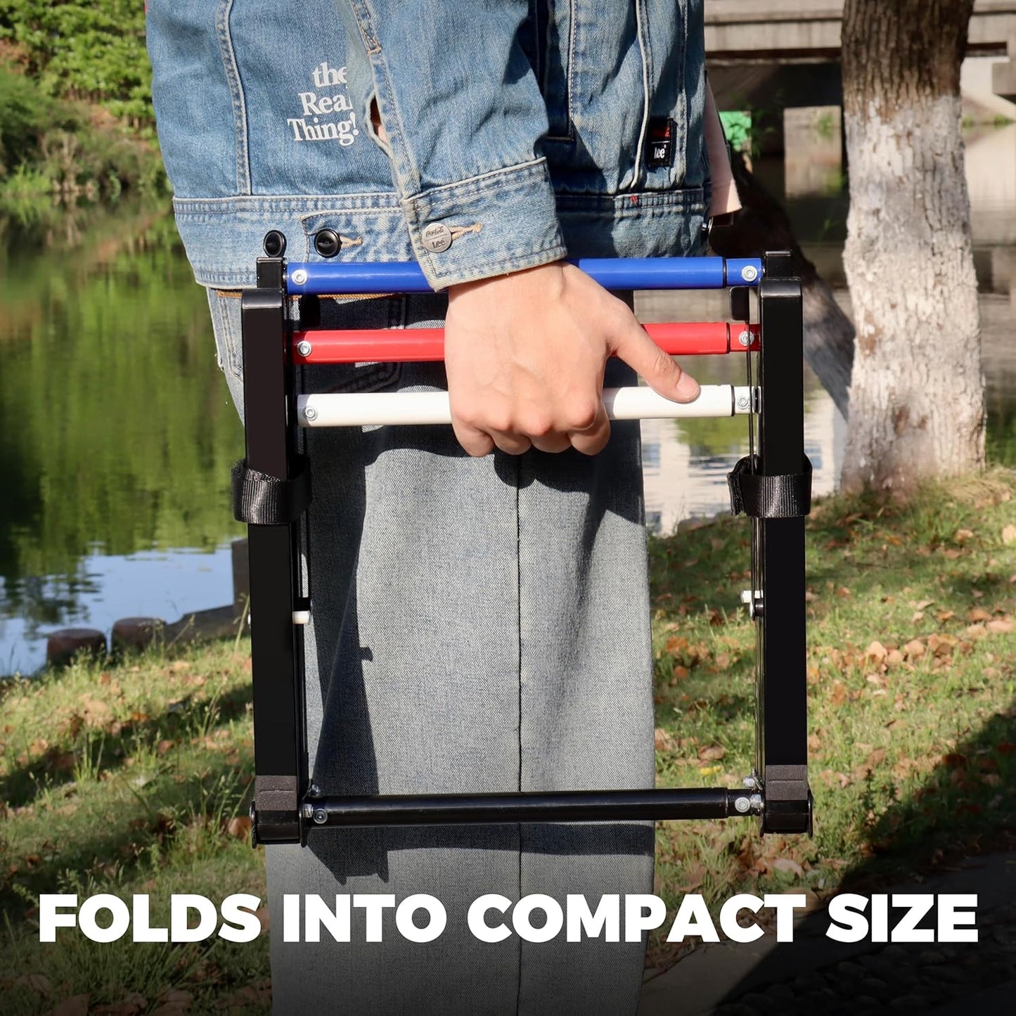 Outdoor Games Ladder Ball Set - Patented Assembly Free Portable Ladder Toss - Steel Frame Includes Carrying Case, 6 Bolas and Scoresheet