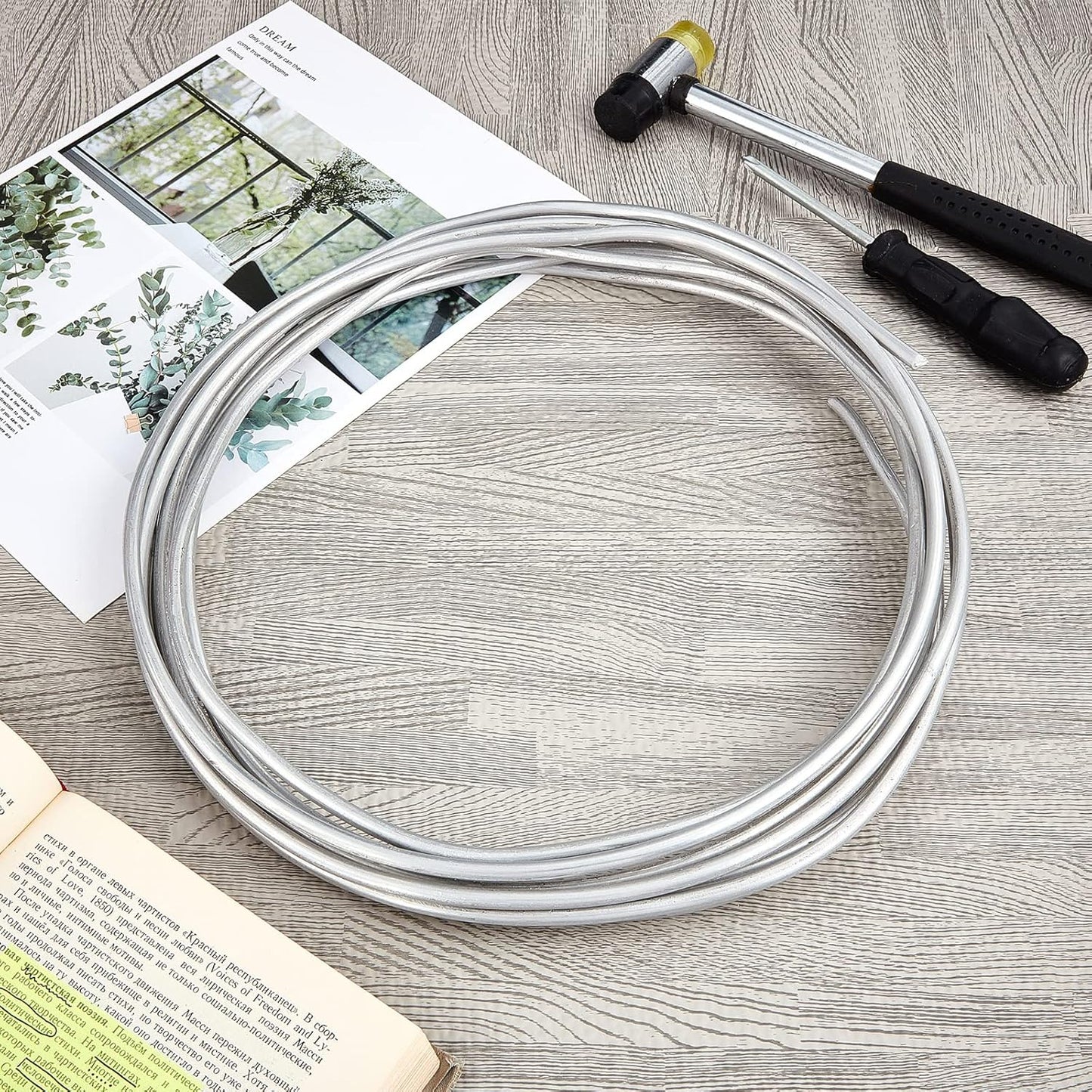 Pelopy Aluminum Wire 1/4 Inch Diameter Metal Wire 20 ft Armature Bendable Armature for Sculpting Dolls Floral Jewelry Making Weaving DIY Crafts, Silver