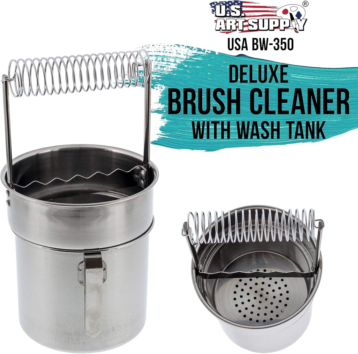 US Art Supply Deluxe Brush Cleaner-Brush Washer with Wash Tank