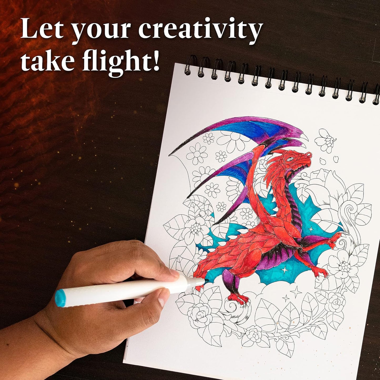 ColorIt Colorful Dragons Adult Coloring Book for Women, Volume II - 50 Single-Sided Designs, Thick Smooth Paper, Lay Flat Hardback Covers, Spiral Bound, Dragon Coloring Pages