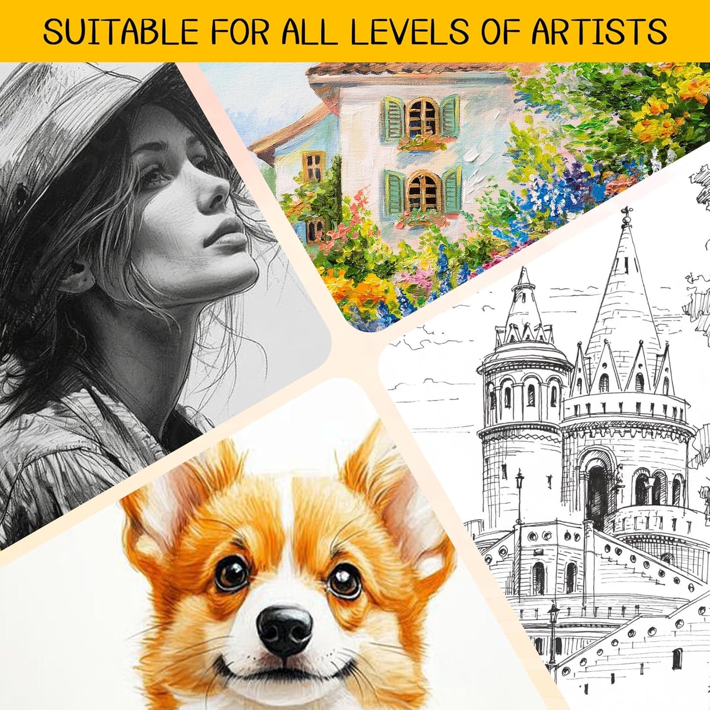 WINNER 9" x 12" Sketch Book 4 Pack, 400 Sheets Spiral Bound Art Sketchbook, 68lb/100gsm White Acid Free Drawing Pad, Painting Drawing Writing Sketch Pad, Art Supplies for School, Kids, Adults &Teens