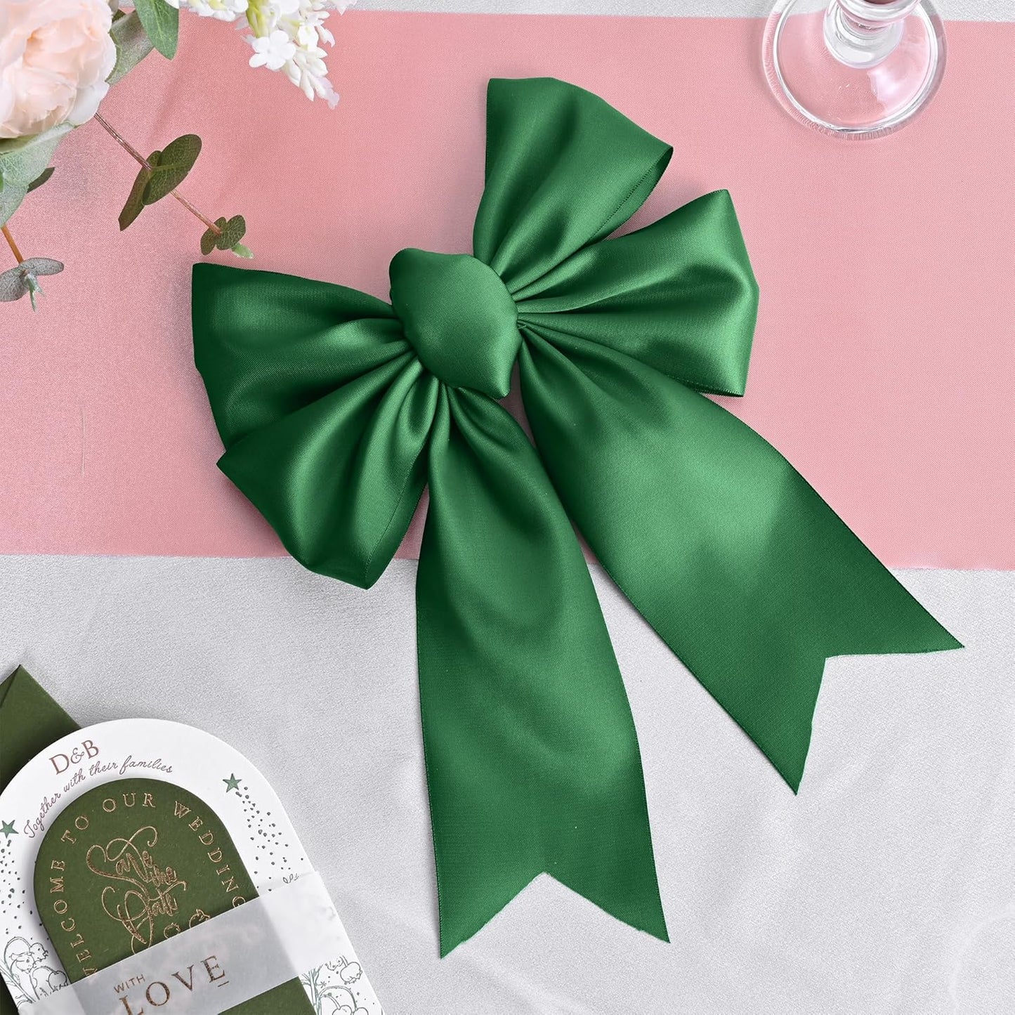 Forest Green Satin Ribbon 3 Inch X 15 Yards Solid Color Double Faced Ribbons Perfect for Crafts Wedding Decor Bow Making Arts Sewing and More