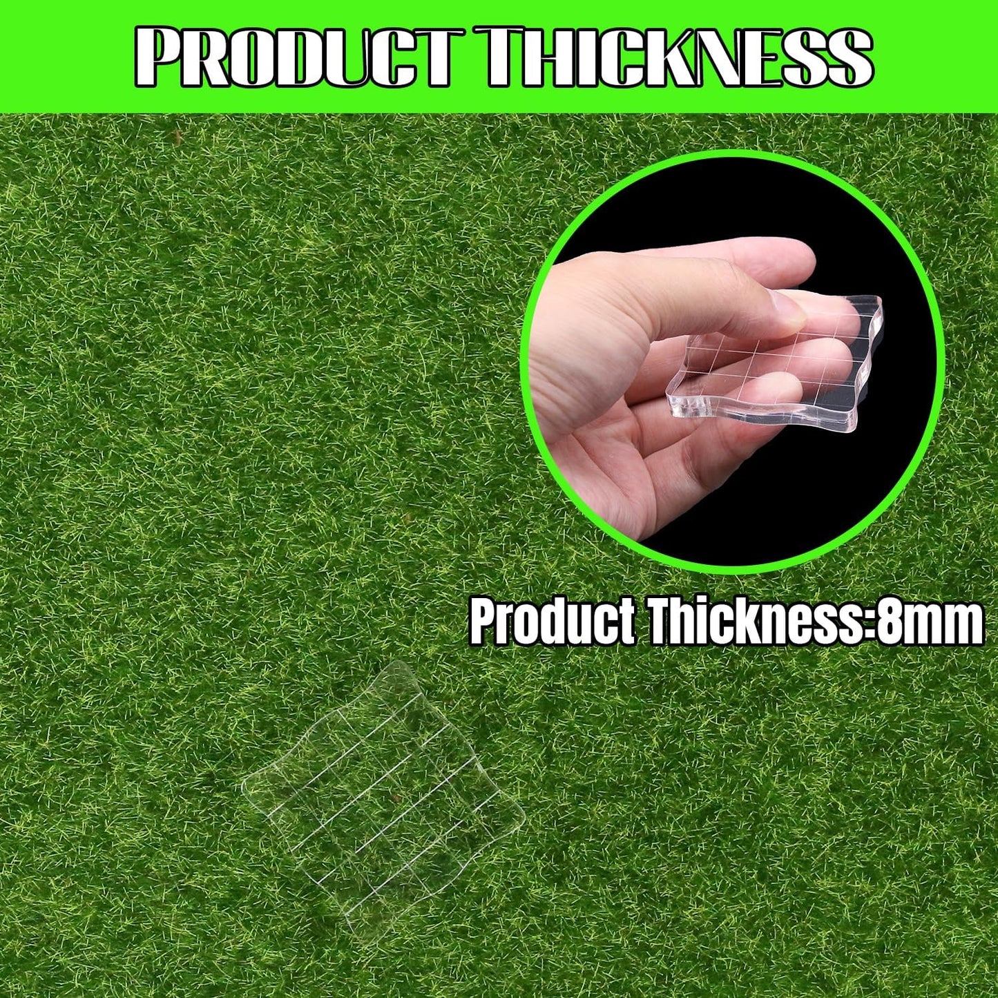 2Pcs Clear Stamp Blocks Set, 2 x 2 Inch Wave-Like Acrylic Blocks for Stamping With Grid Lines - Scrapbooking Crafts Tools