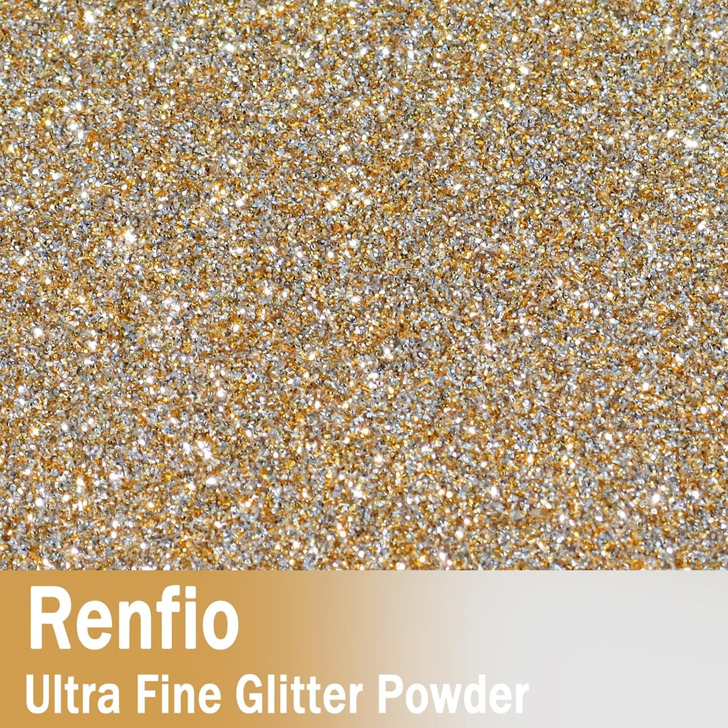 Renfio Ultra Fine Glitter Powder Metallic Resin Glitter 2.11 Oz (60g) PET Flakes Crafts Sequins 1/128" 0.008" 0.2mm Epoxy Chips Flakes for Tumblers Slime Decoration - Gold & Silver