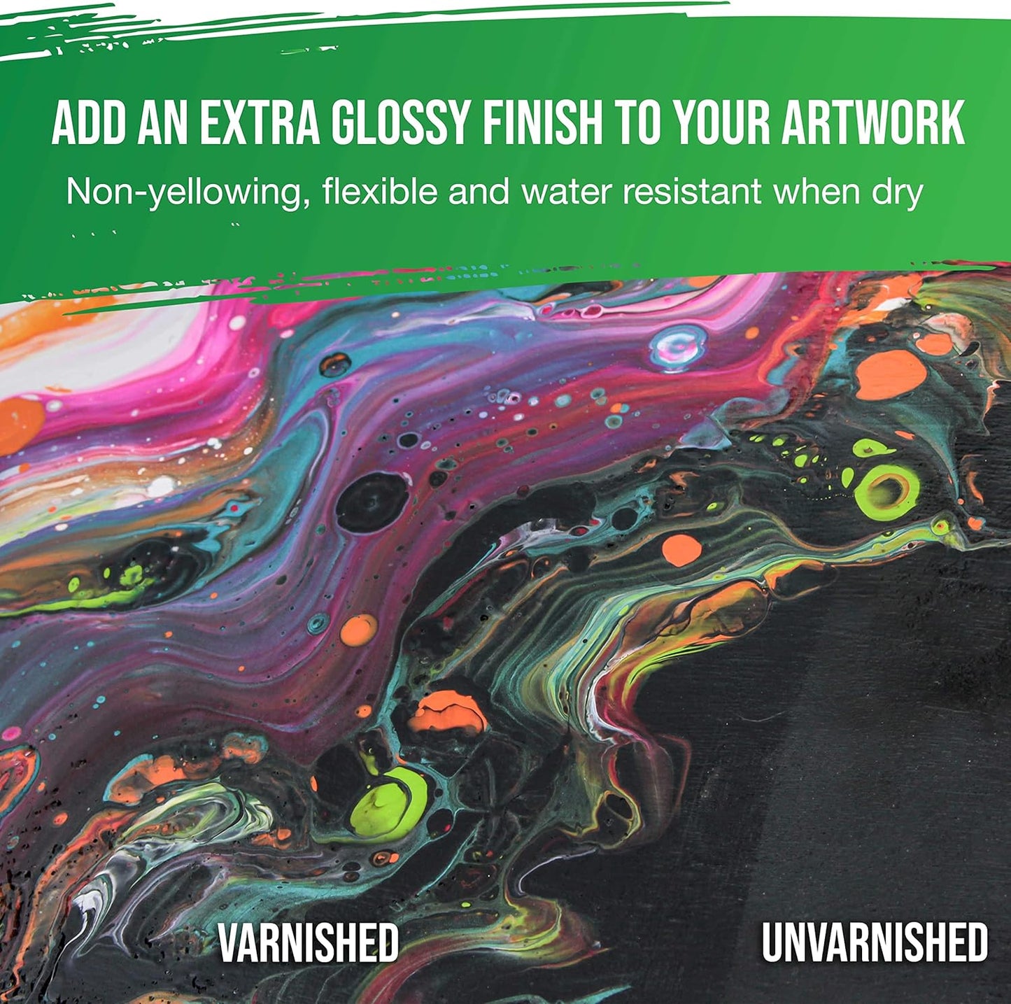 U.S. Art Supply 8 oz High Gloss Varnish for Acrylic Paintings - Clear Protective Finish with UV Protection