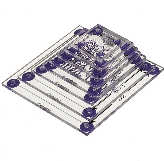 The Quilted Bear Square Quilting Templates – 8 Clear Non-Slip Acrylic Quilt Templates for Precise Fabric Cutting & Stress-Free Machine Quilting - Ideal for Quilt & Sewing Supplies (¾–3")