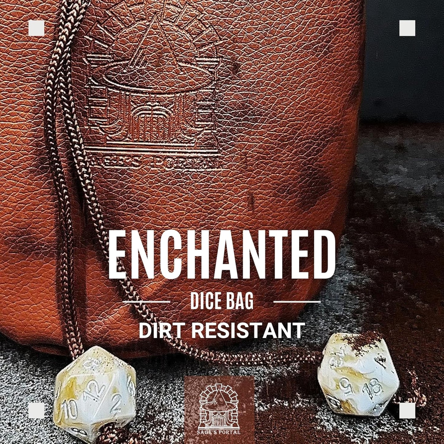 Sage's Portal Dice Bag, DND Dice Pouch, Drawstring Dice Bag Spotted PU Leather, Perfect for Dice, Accesories, Cosmetics, Jewelry