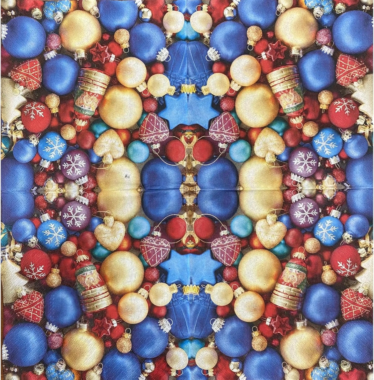 20-ct 13x13 Christmas Paper Decoupage Napkins, 3-Ply Servilletas Tissue Napkin for Dinner and Parties, Disposable Napkins (Holiday Ornaments)