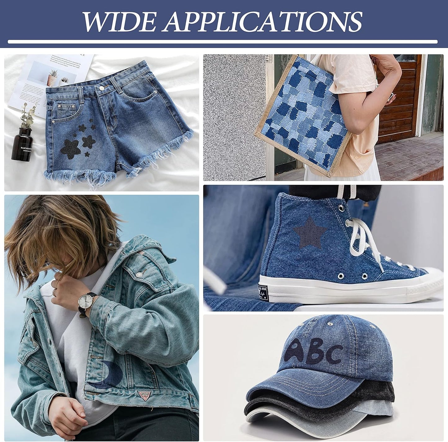 KING MOUNTAIN Iron-on Repair Patch,3"x60"100% Cotton Denim Iron-on Repair Patch, Jeans and Clothing Repair and Decoration Kit (Blue)