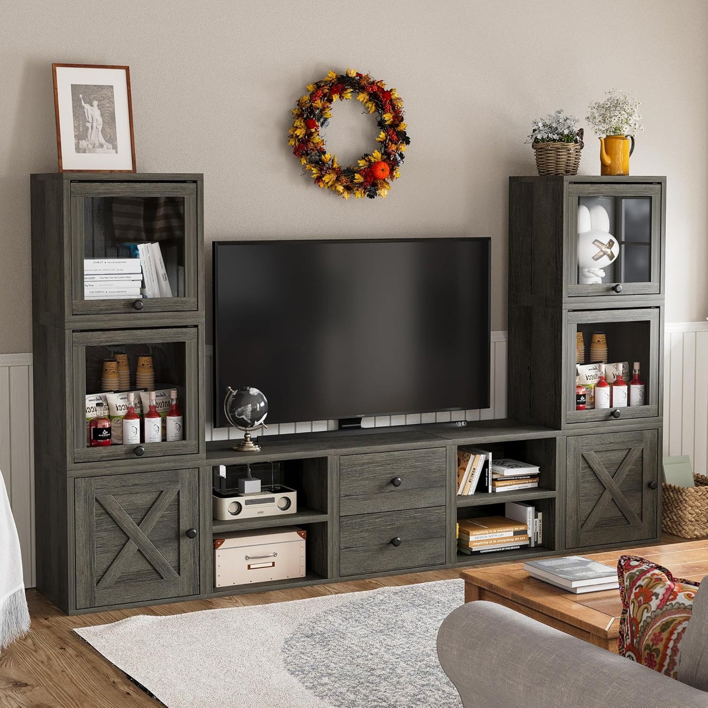 FUSUNBAO Magic DIY Cube Storage Organizer Stackable Cubes for Home Books Clothes Toy-Modular Cubby Storage System-Office Cubical-Bookcase Closet(French Oak,General Cube)