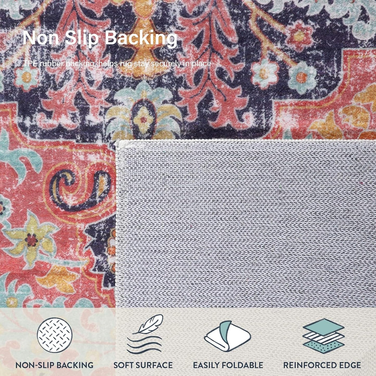 Lahome Bohemian Floral Medallion Runner Rug - 2'8"x8' Hot Pink Hallway Rug Runner, Soft Machine Washable Non-Slip Bedside Mat Cute Indoor Carpet for Kitchen Entryway Chair, Fuchsia/Multi