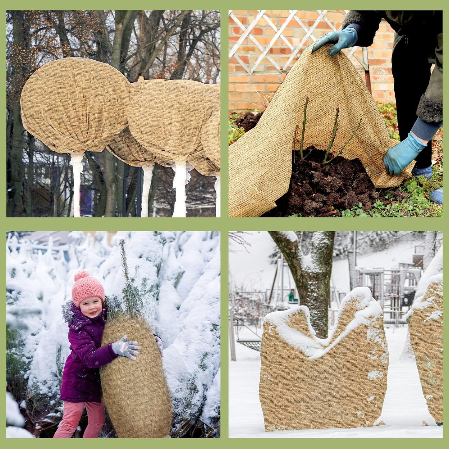 Buryeah Burlap Fabrics Roll Natural Jute Burlap Tree Wraps Protector Winter Frost Plant Blankets Cloth Weed Barrier Fabric Garden Plants for Winter Outdoor Trees Shrubs Party (60 Inch X 200 ft)