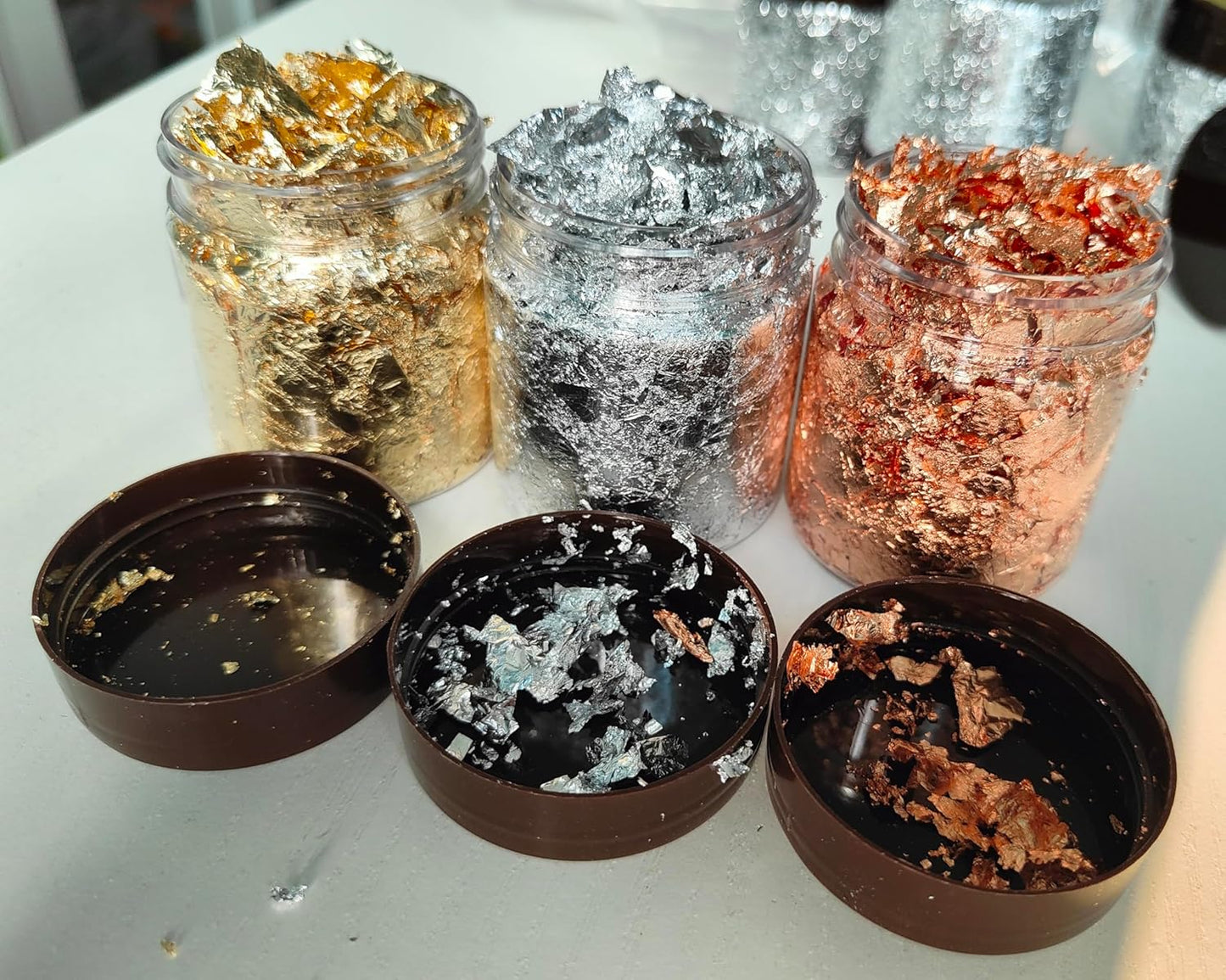 Gilding Flakes,Gold Foil Flakes for Resin,Blue Red Purple Pink Metallic Foil Flakes for Resin Jewelry Making,Nails,Painting Art,Crafts and Slime (Imitation Gold)