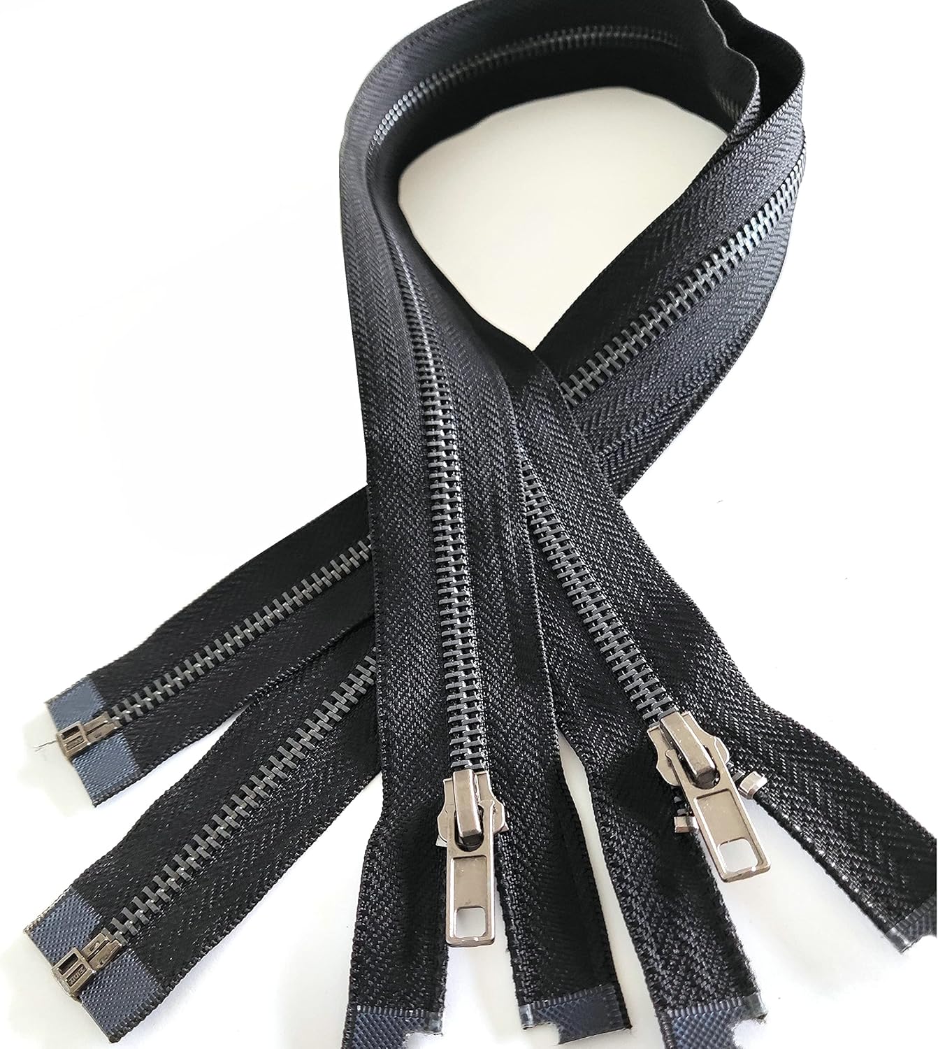 Leekayer Zipper 5# 26 Inch Metal Zippers Black Nickel 66cm Separating Zipper for Sewing Jackets Bag Crafts Handmade Replacement Zipper for Repair Coat Bulk 2pcs