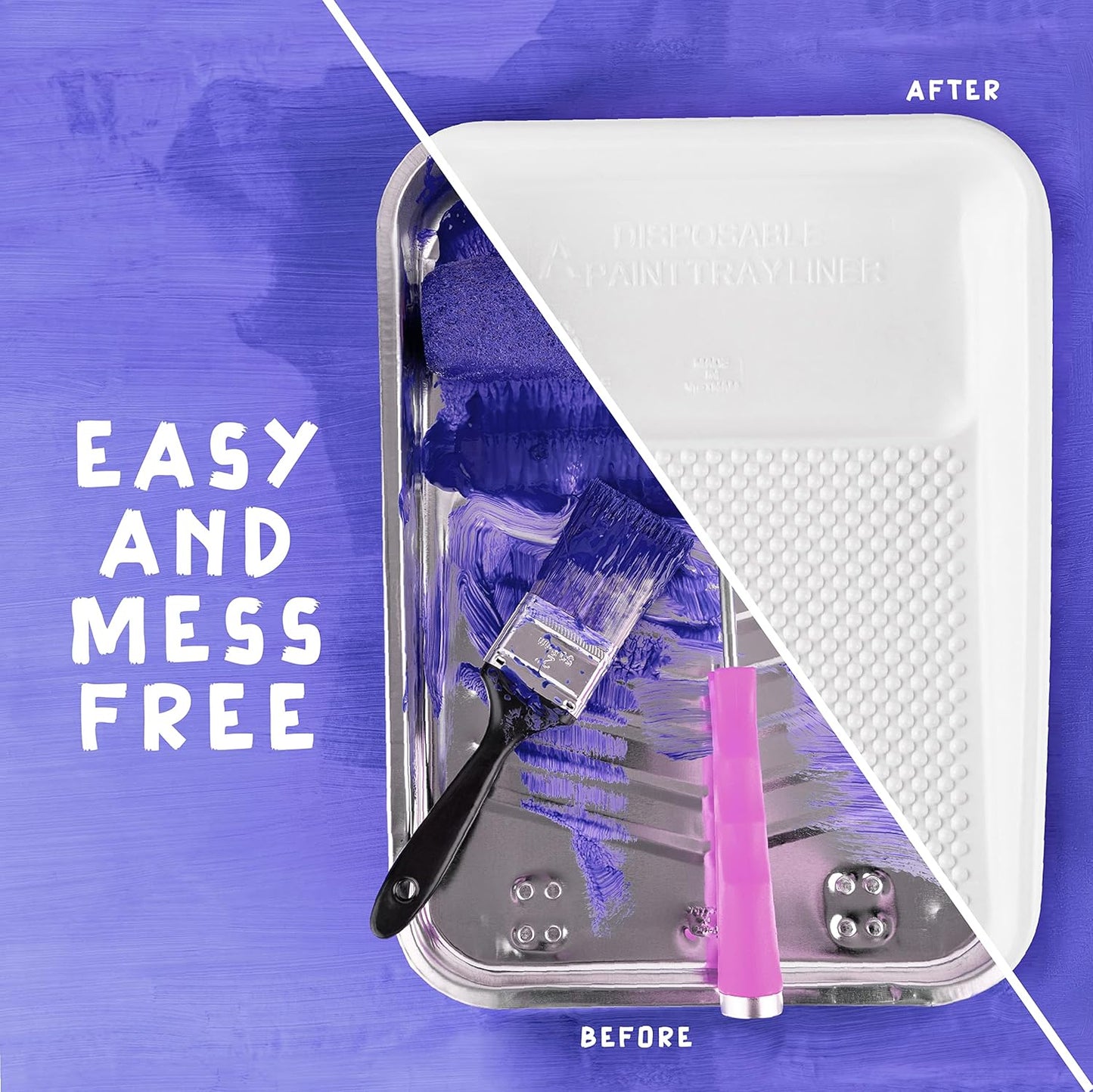 Paint Tray Liners, 1-Qt. Paint Capacity, Overlapping Edges, Fits 9' Metal Trays, Dotted Ramp for Easy Rolling, (40 Pack)