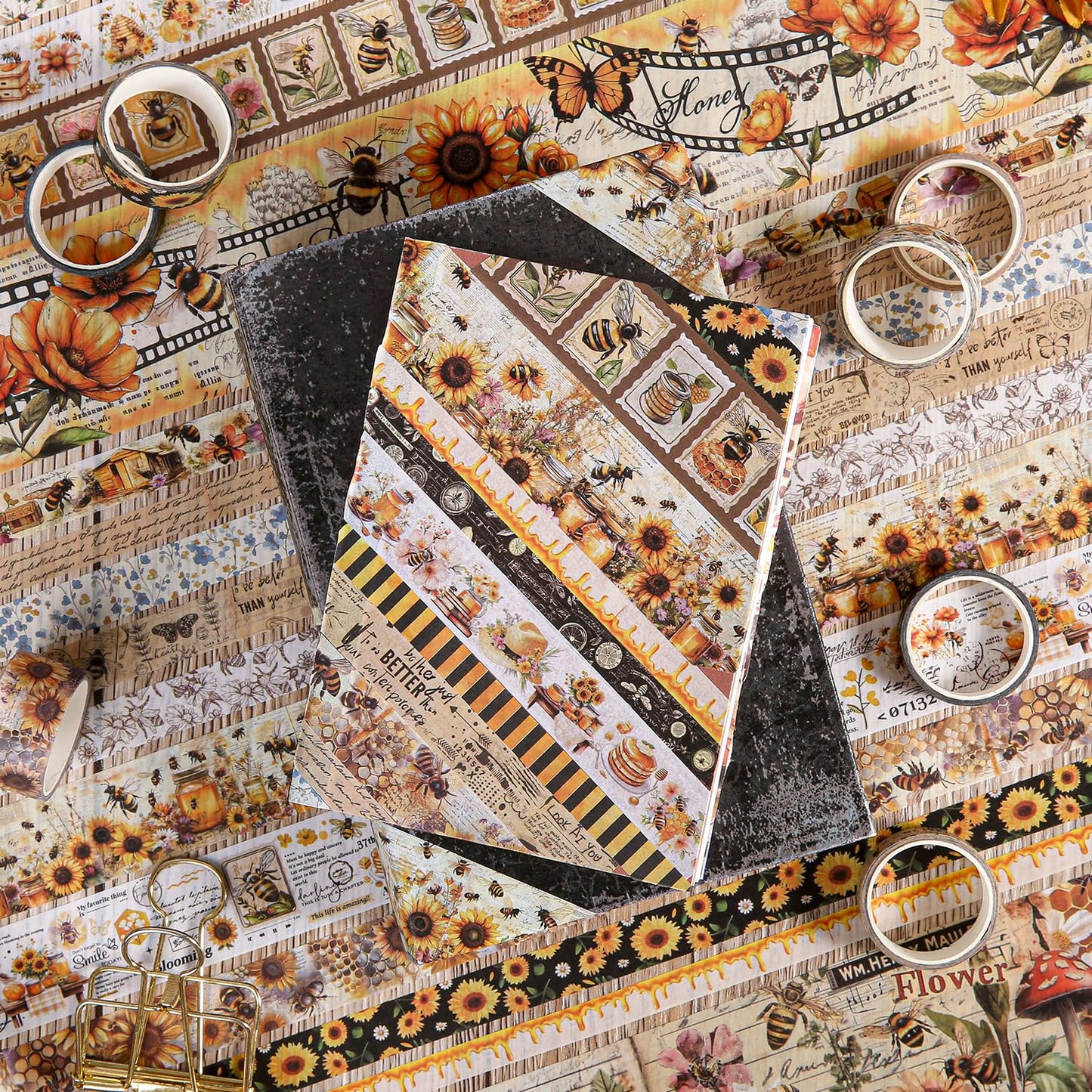 Washi Tape Set 20 Rolls - Vintage Bee Floral Butterfly Botanical Washi Tape Kit, Cute Retro Decorative Tapes for Scrapbooking Supplies,Junk Journal, Bullet Journaling, DIY Art Crafts, Gift Wrapping