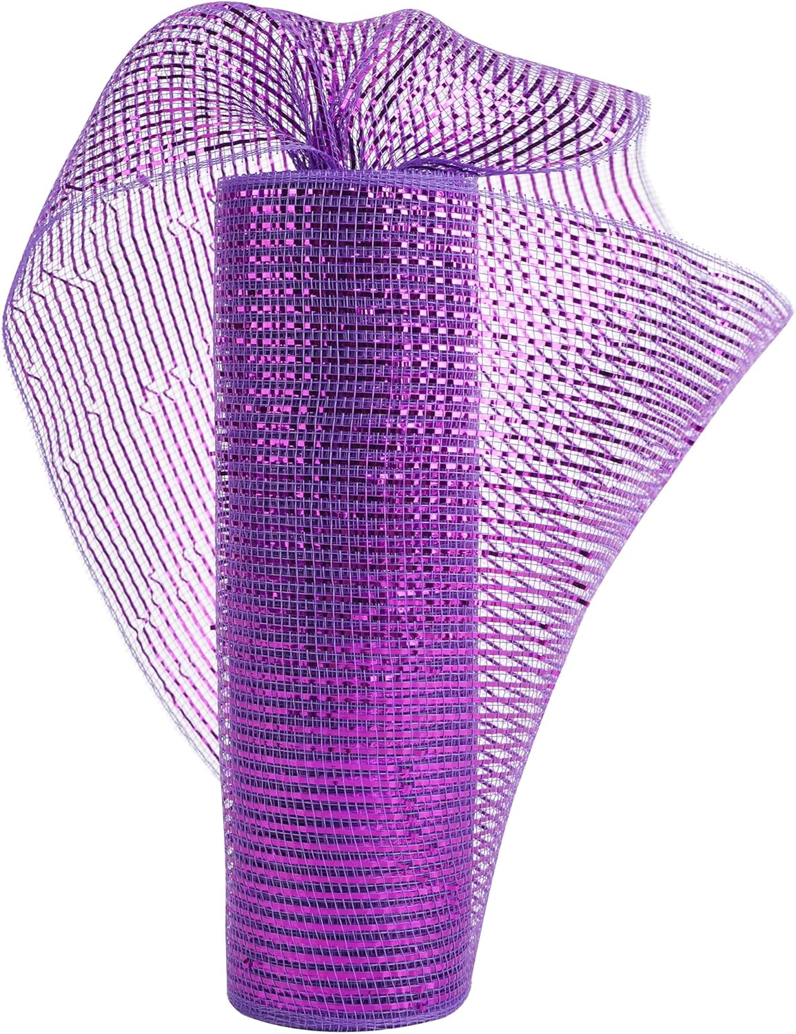MEEDEE Purple Deco Mesh 10 Inch Deluxe Wide Foil Metallic Mesh Decorative Mesh Wide Purple Mesh Ribbon Halloween Mesh for Wreaths, Christmas Tree, Garland, Gift Wrapping, Bows Making (30 Feet)
