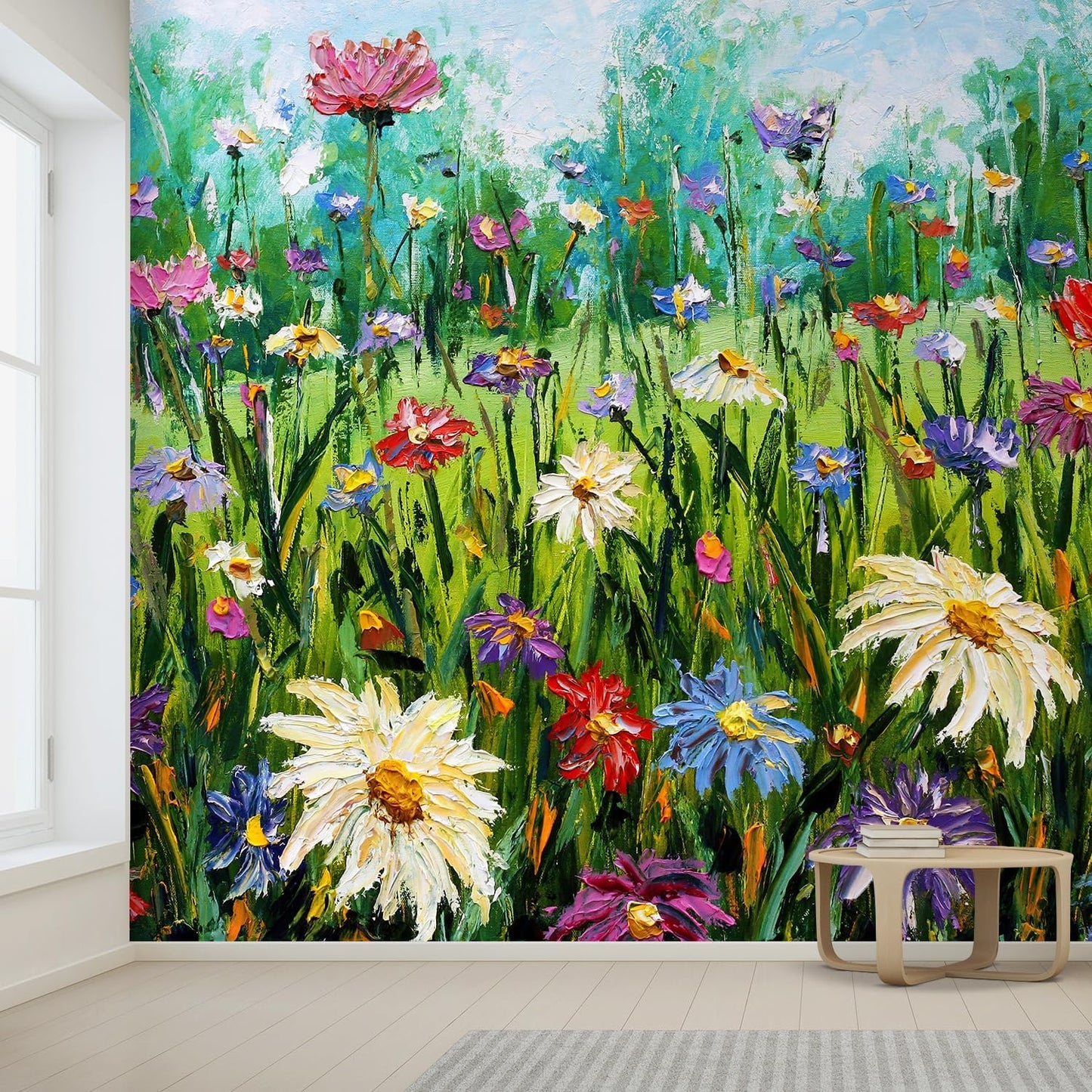 wall26 Wall Sticker/Wall Mural Wildflower Abstract, Not Peel and Stick, Non-Woven Wallpaper Decorative for Bedroom, Living Room, Office - 132x192 inches