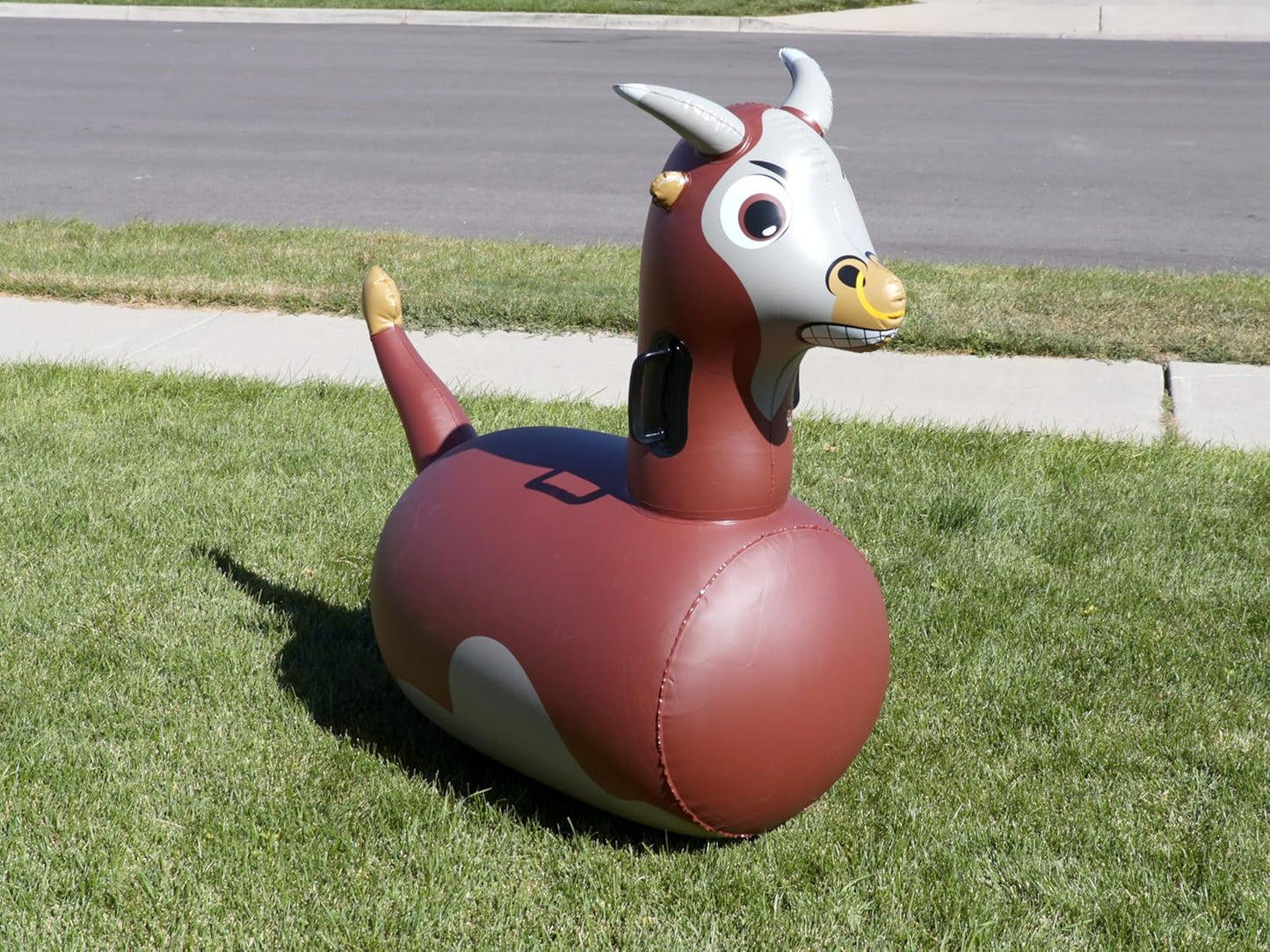 Hearthsong Hop N Go Inflatable Bull Riding Bouncy Hopping Toys for Kids Ages 5+ - Ride On Bouncer Animal Hopper Jumping Toys for Outdoor Games (2 Pack)