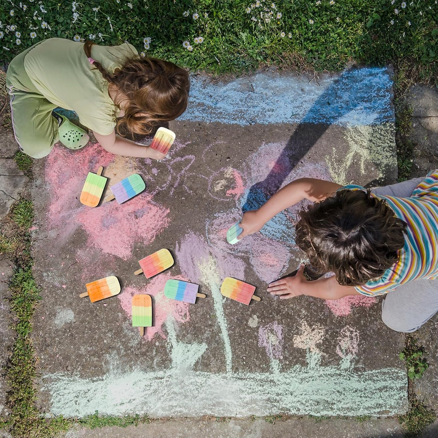 48 Pcs Ice Cream Sidewalk Chalk Set Multicolor Party Favors Bulk Washable Safe Outdoor Chalk for Kids Adults Fun Summer Playground Outdoor Activities Painting on Chalkboard Blackboard