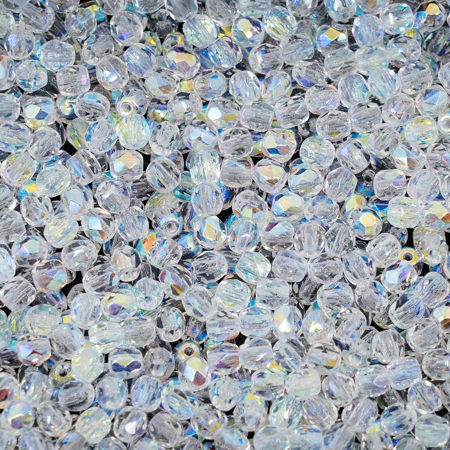 275 pcs Set of Czech Faceted Glass Beads, Fire-Polished Round Crystal AB - 3mm (100pcs), 4mm (100pcs), 6mm (50pcs), 8mm (25pcs) kit for Jewelry Making