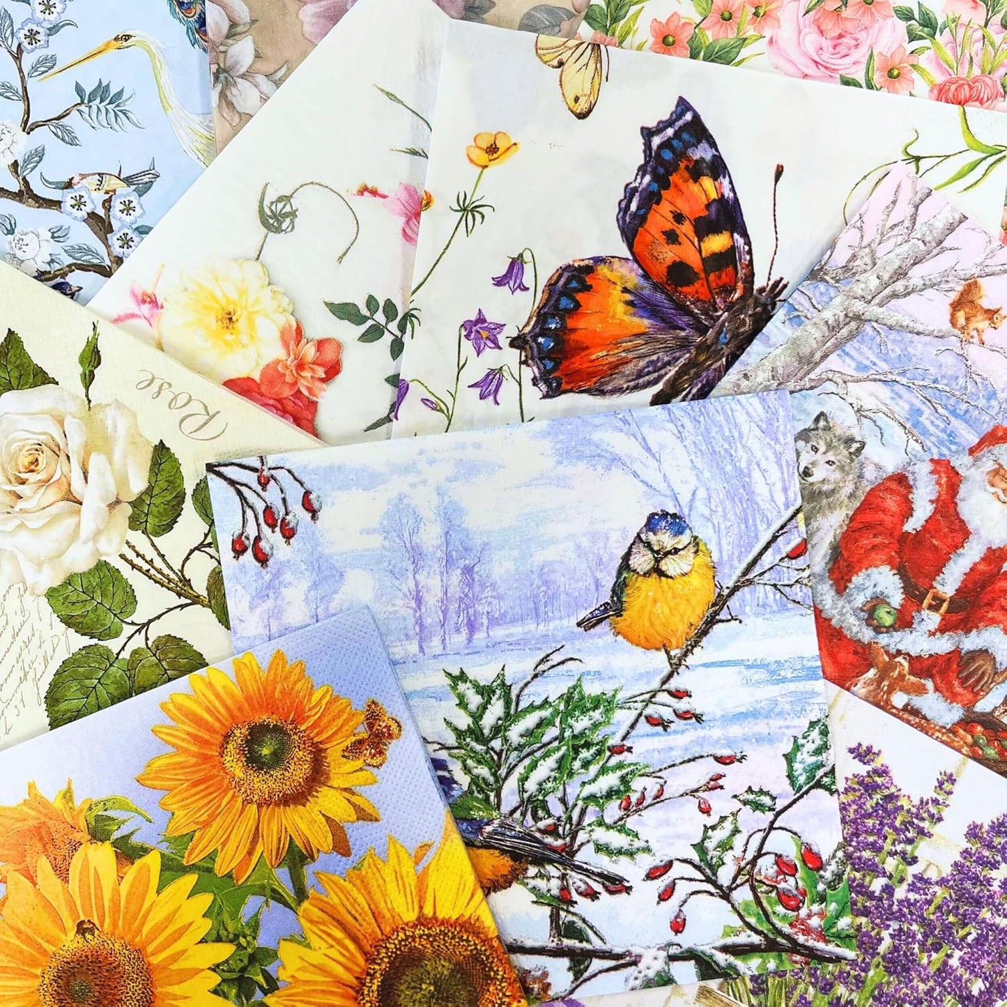 Mystery Pack Decoupage Paper Napkins, 20-ct Assorted Surprise Napkins, Decorative Napkins Random For Art Craft Junk Journal, 20 Different Designs