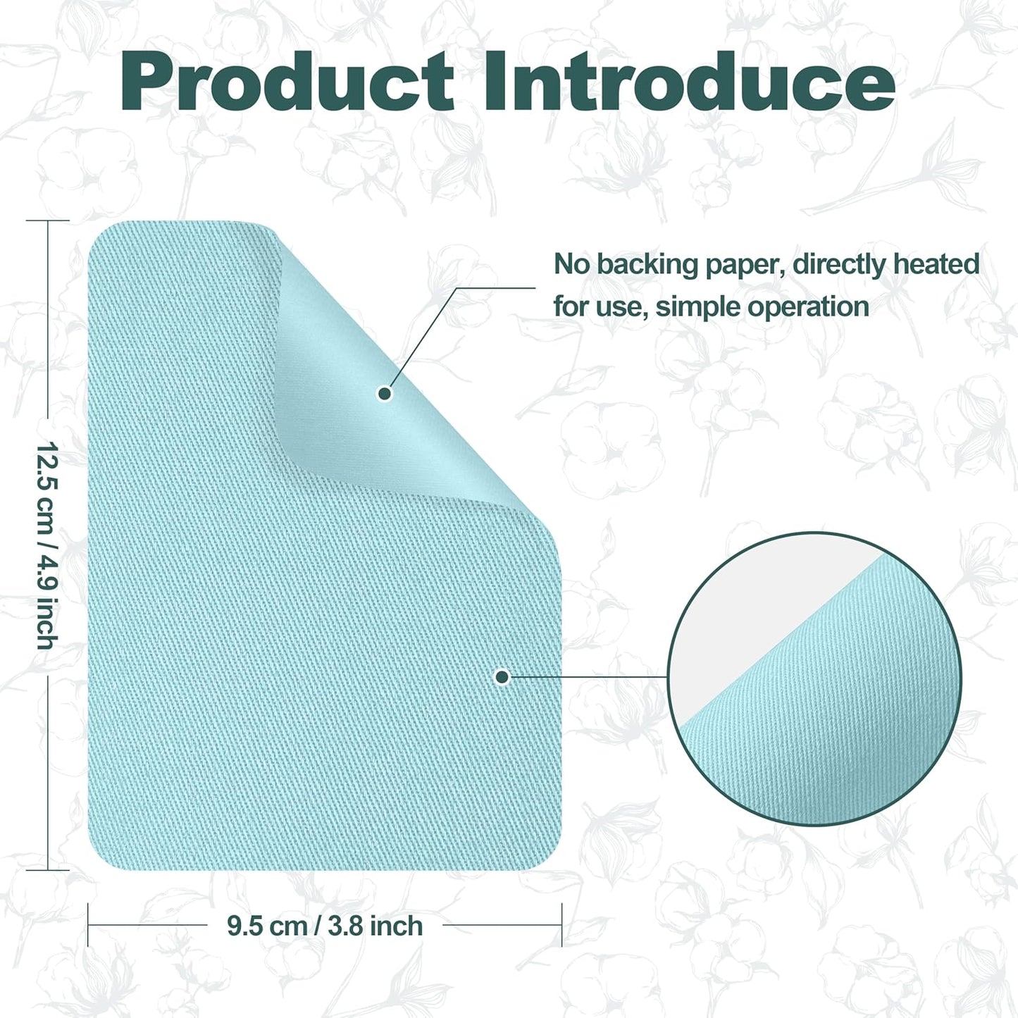 Iron on Patches for Clothes, 8 Pieces Patches for Cloth, 100% Cotton Fabric Patches for Clothing, Bag, Hat Repair, Clothing Repair Decorating Kit 3.7" by 4.9" (9.5 cm x 12.5 cm, Light Blue)