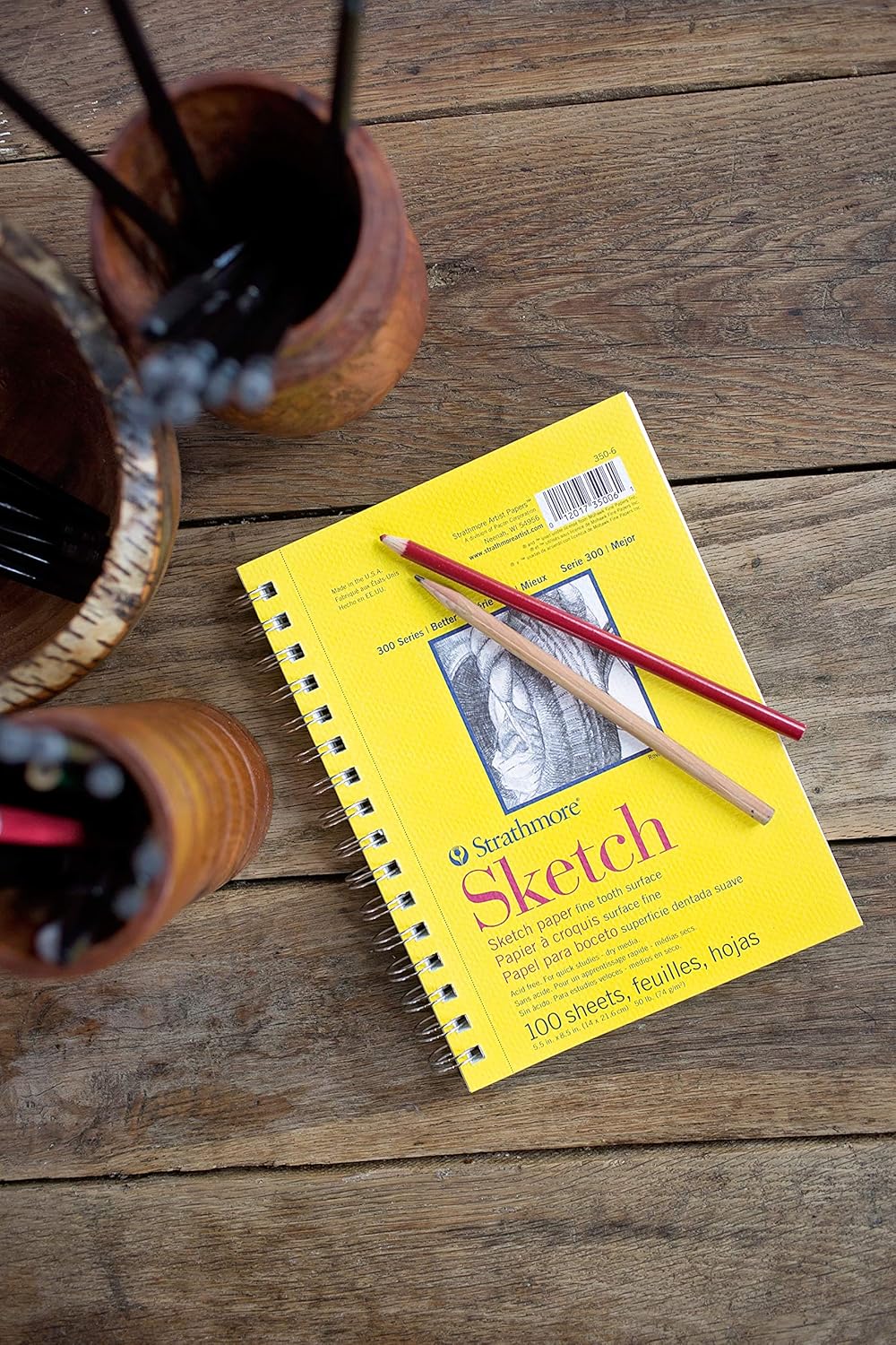 Strathmore 300 Series Sketch Pad, 5.5x8.5 inch, 100 Sheets, Side Wire - Artist Sketchbook for Drawing, Illustration, Art Class Students