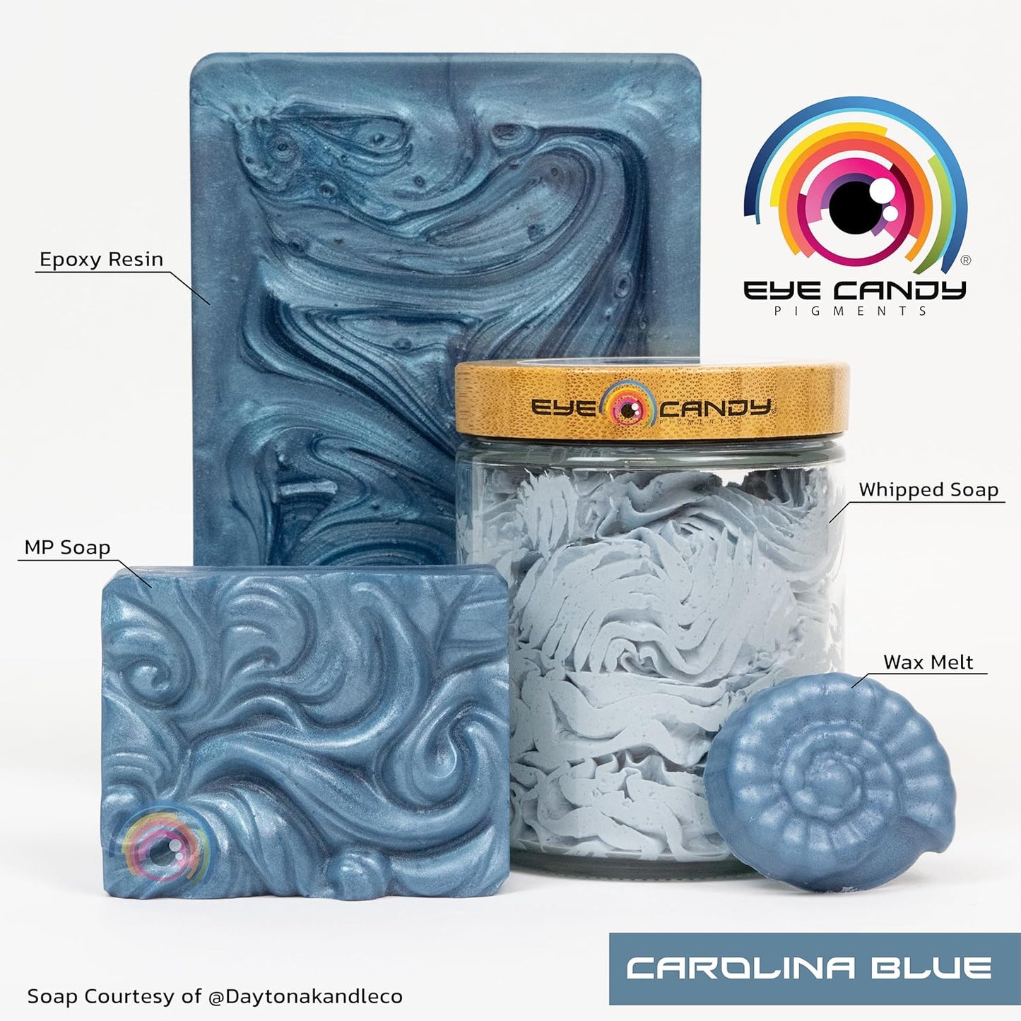 Eye Candy Pigments Premium Blue Mica Powder - Carolina Blue (50gr) - for Epoxy, Resin, Soap, Paint, Woodworking, Acrylic Pouring, Bath Bombs, Fishing Lures - DIY Arts and Crafts Additive