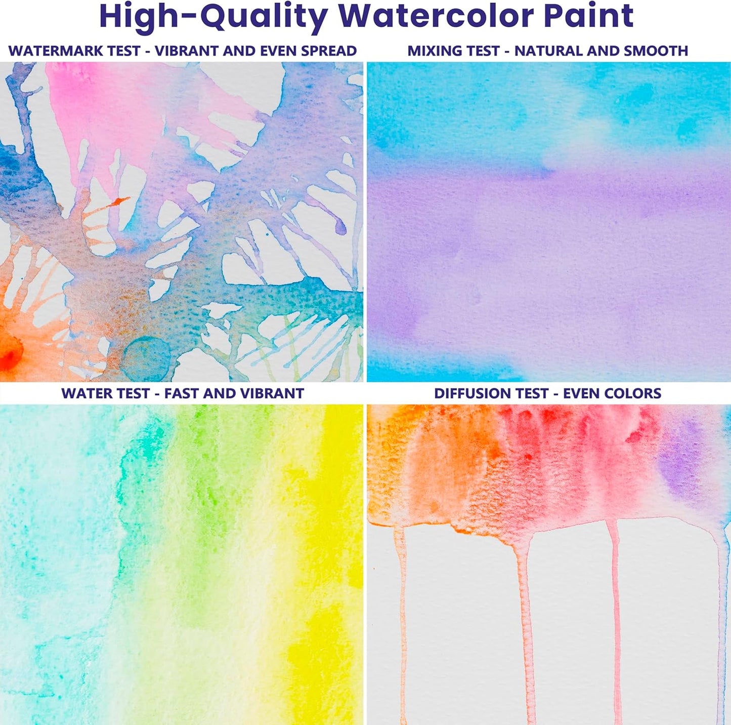 Watercolor Paint Set, 50 Colors, 4 Brushes, 3 Swatch Cards, Palette, Acrylic Marker Pen, and Accessories Included, All in One Portable Travel Watercolor Kit, Art Supplies Gift for Kids, Adults, Artists, and Hobbyists