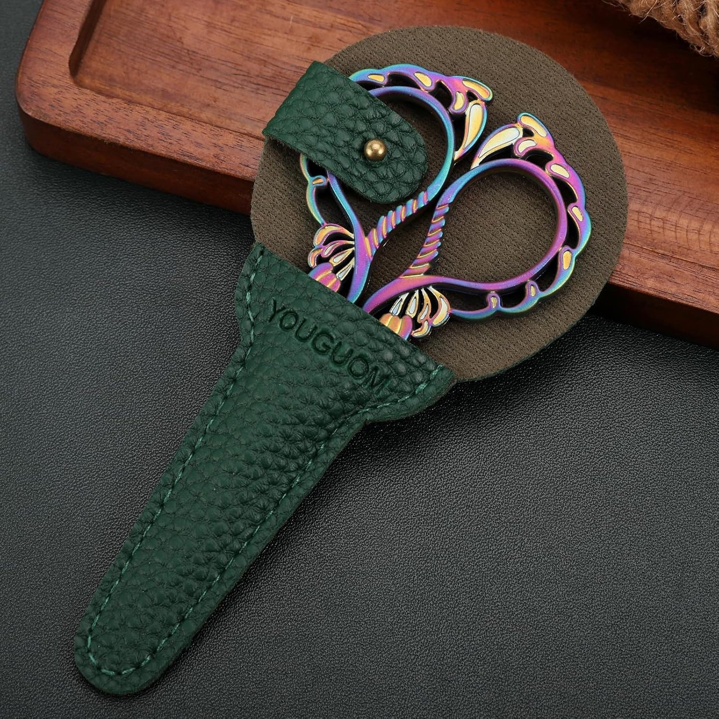Embroidery Scissors W/Cover Sharp Tip Sewing Crafting Scissor for Needlework Threading Craft Artwork DIY Tools, Vintage Rainbow Mini Shears