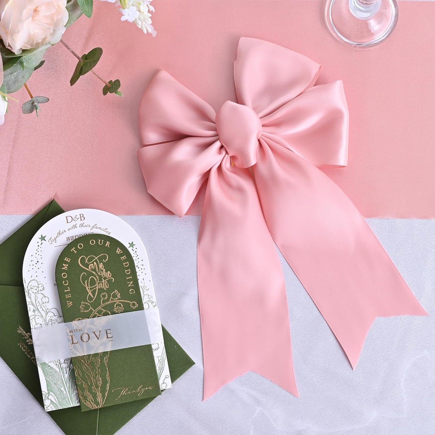 Pink Satin Ribbon 3 Inch X 15 Yards Solid Color Double Faced Ribbons Perfect for Crafts Wedding Decor Bow Making Arts Sewing and More