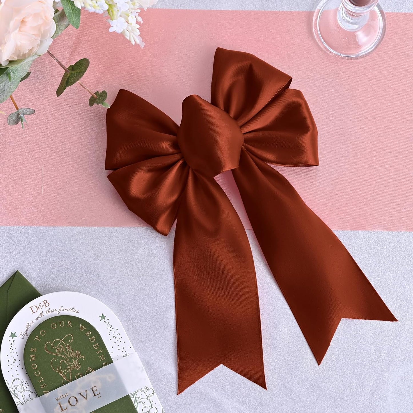 Rust Satin Ribbon 3 Inch X 15 Yards Solid Color Double Faced Ribbons Perfect for Crafts Wedding Decor Bow Making Arts Sewing and More