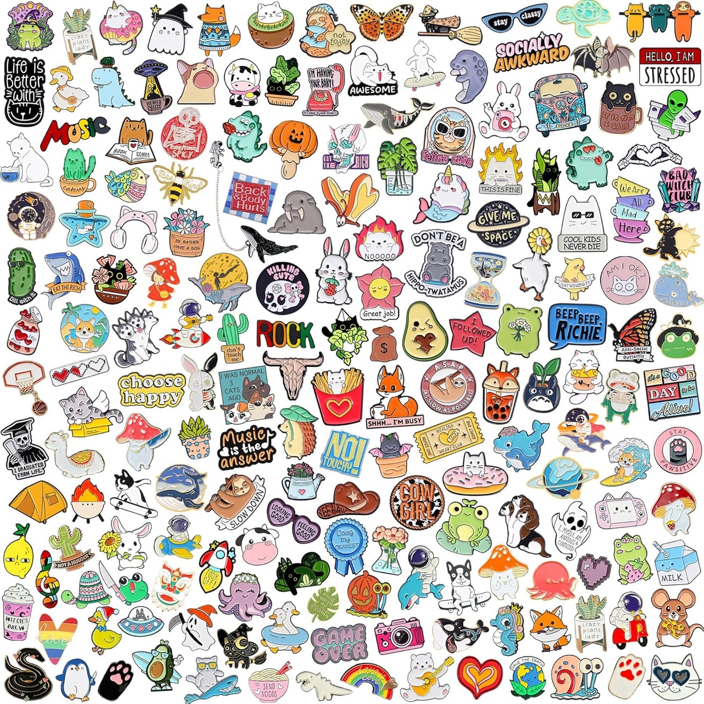 20/40/50 Pcs Cute Enamel Backpack Pins, Funny Anime Enamel Lapel Pins Bulk Set Cool Brooch Button Pins Badge Aesthetic for Backpacks, Bag, Jacket, Kids, Girls, Festival Present (Random Style)