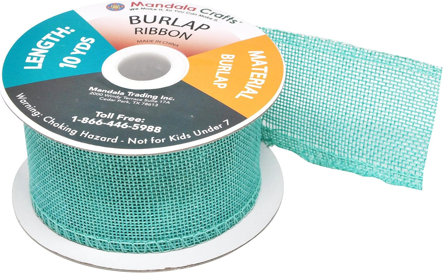 Mandala Crafts Turquoise Burlap Ribbon 2 Inches Wide Jute Ribbons for Crafts - 20 Yds Roll Rustic Burlap Wrap Trim Ribbons for Wreaths Bows Wedding Party Decoration