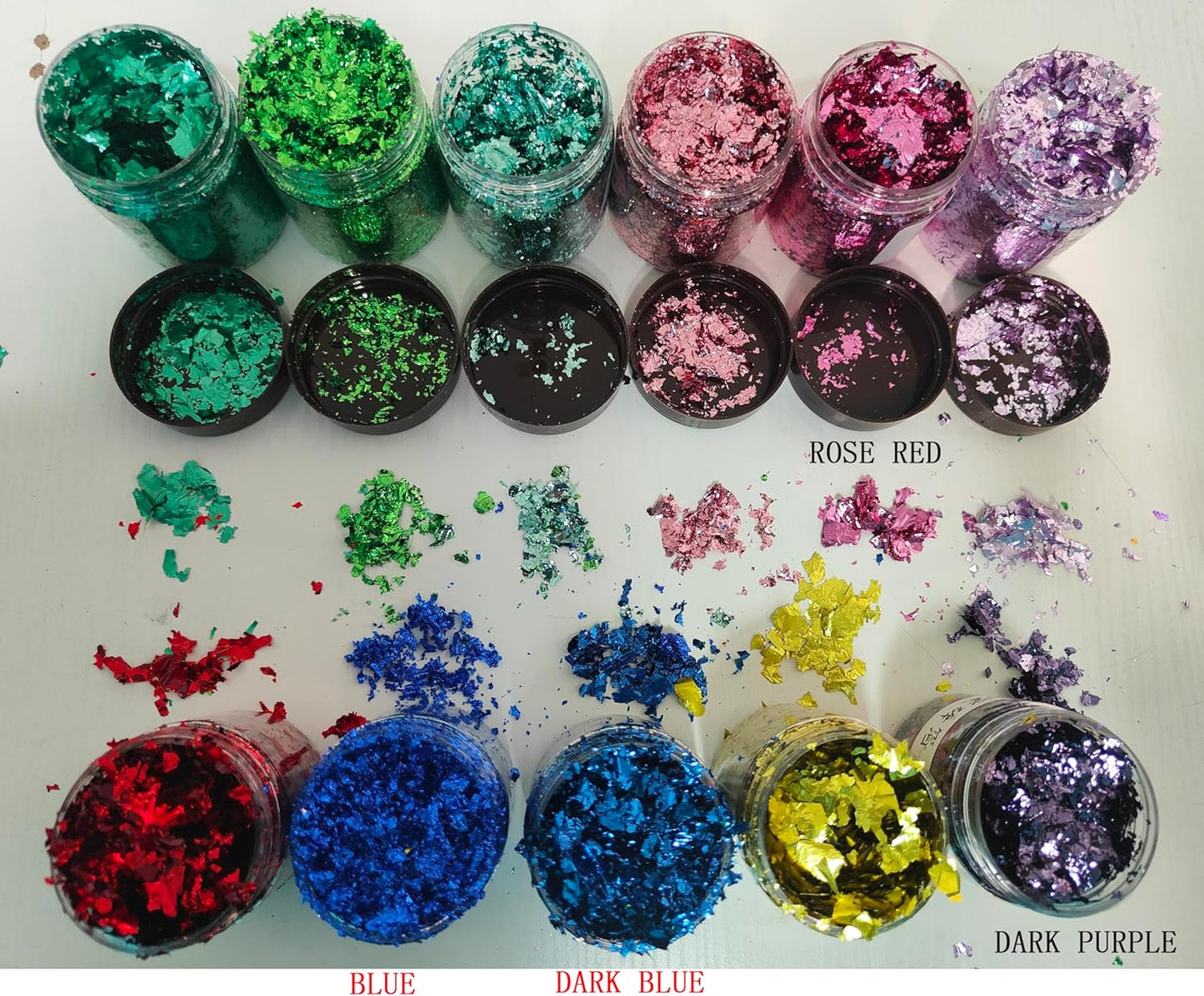 Gilding Flakes,Gold Foil Flakes for Resin,Blue Red Purple Pink Metallic Foil Flakes for Resin Jewelry Making,Nails,Painting Art,Crafts and Slime (Rose red)